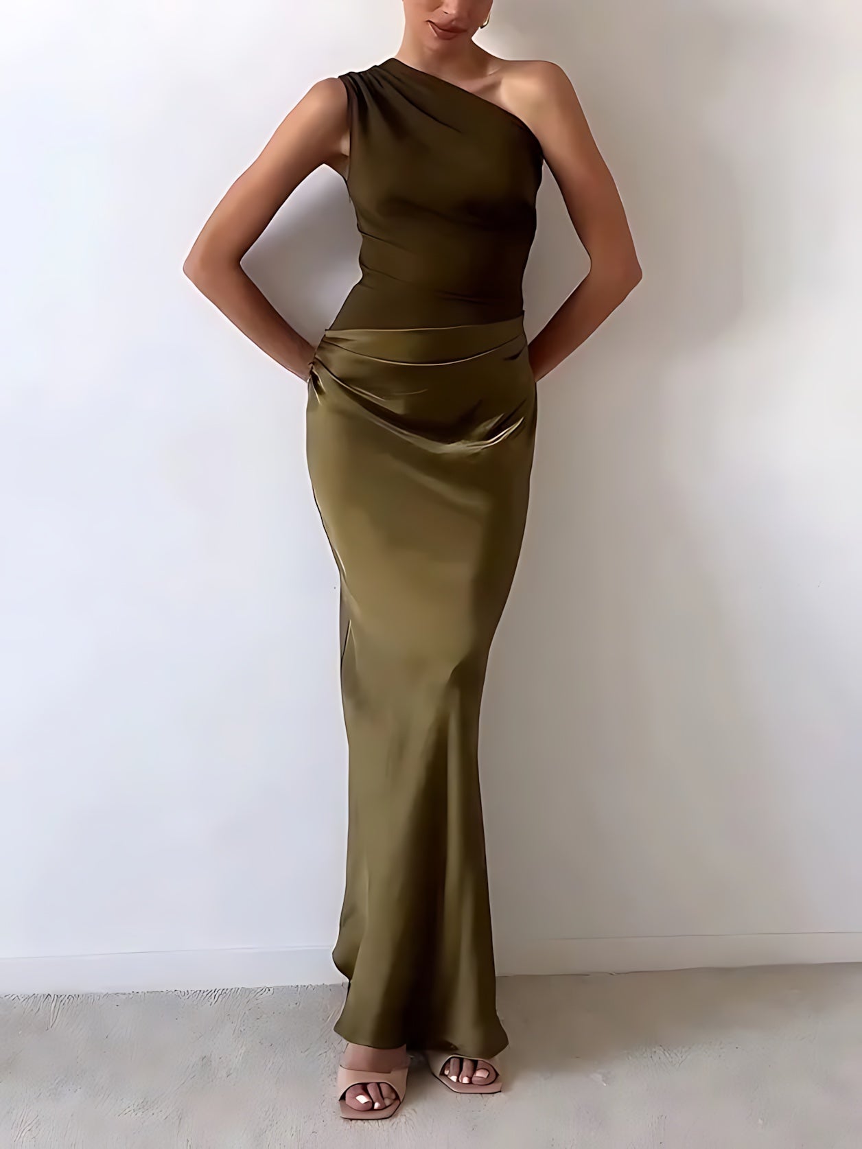 Freya – Satin One Shoulder Party Maxi Dress