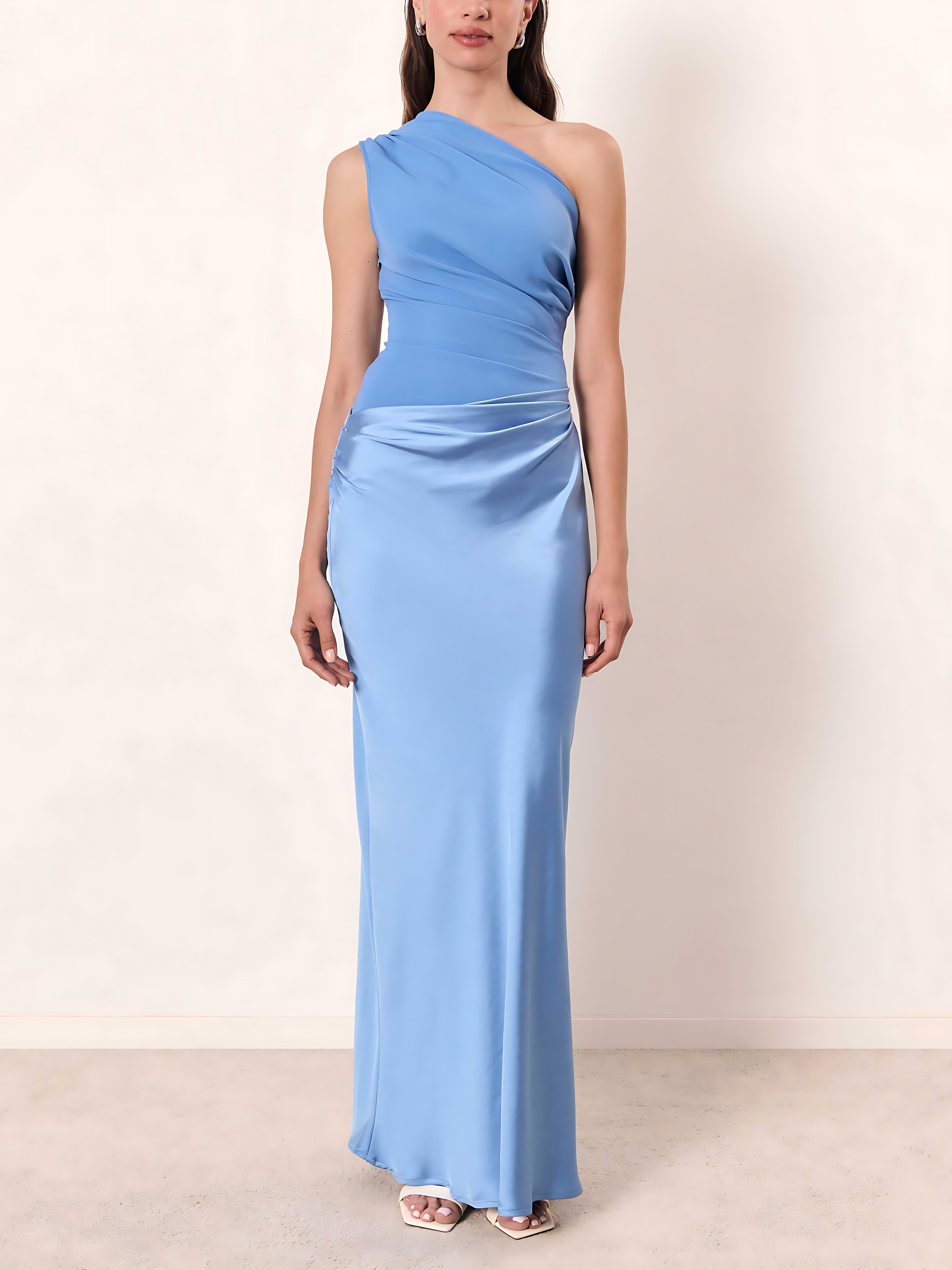 Freya – Satin One Shoulder Party Maxi Dress