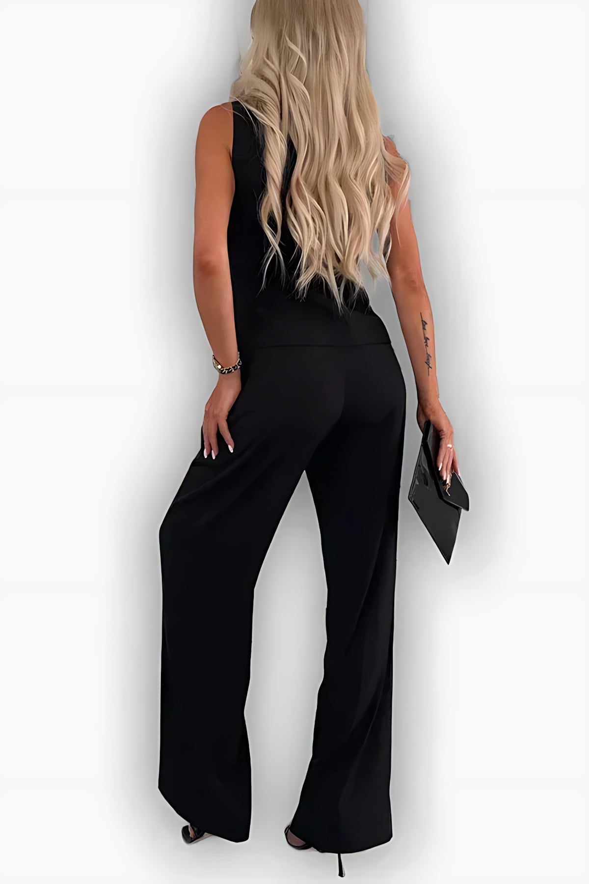 Freya – Satin Tank Top and Straight Leg Pants Set