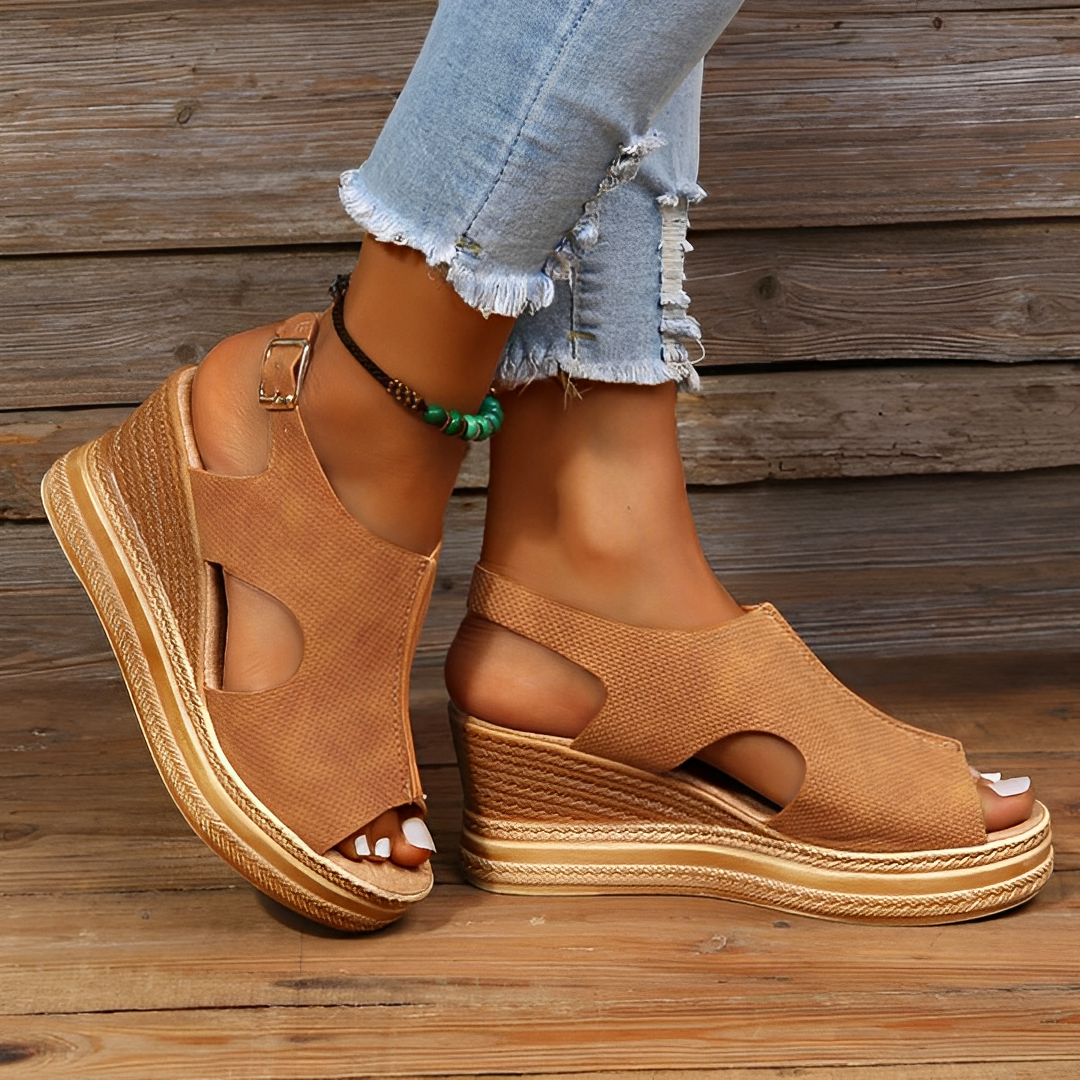 Lena – Cutout Platform Wedge Sandals