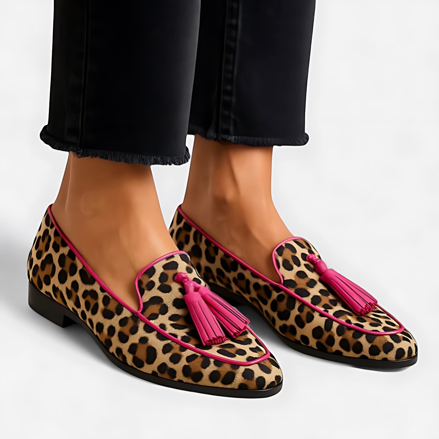 Gemma – Leopard Print Tassel Loafers