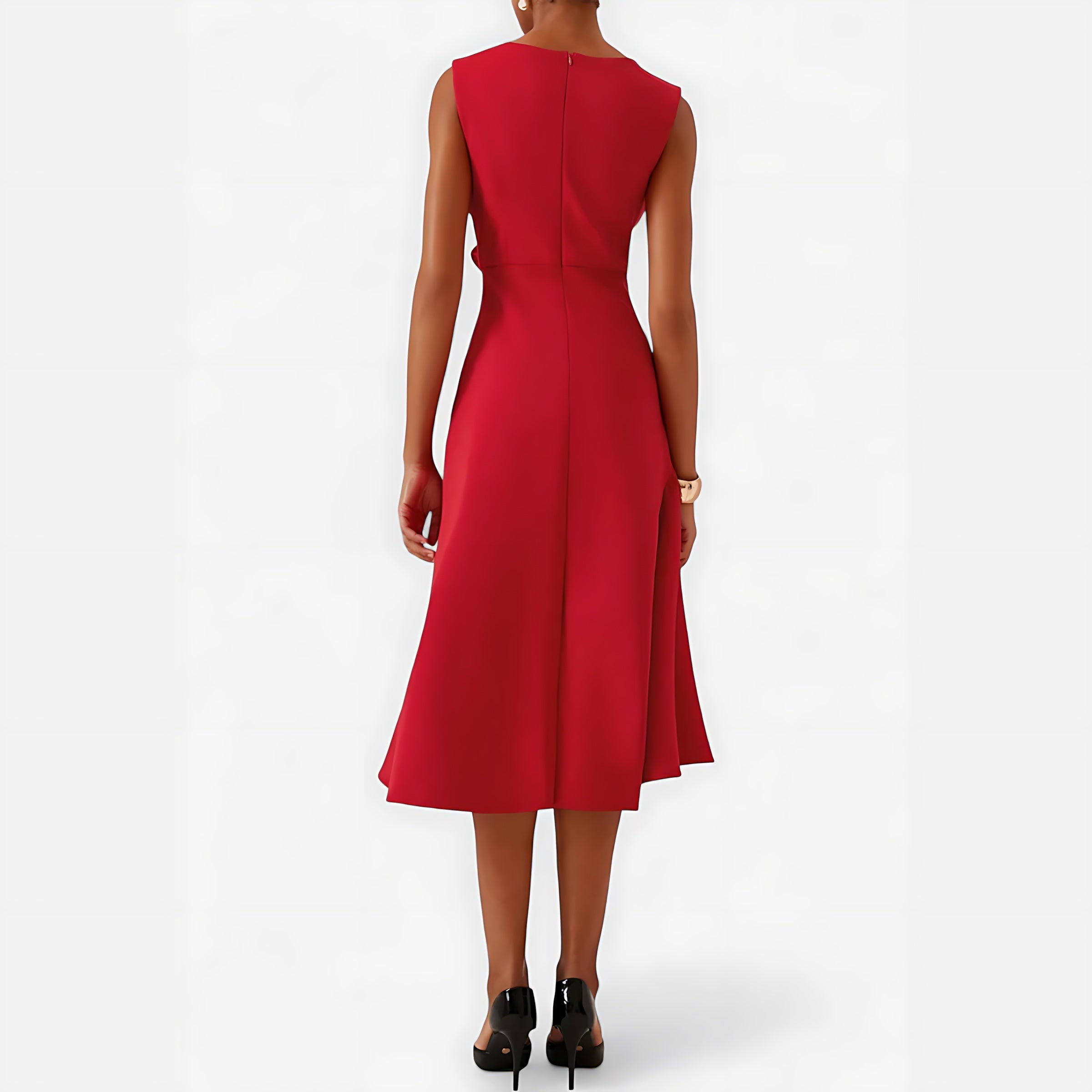 Genesis – Satin Draped Asymmetric Hem Cocktail Dress