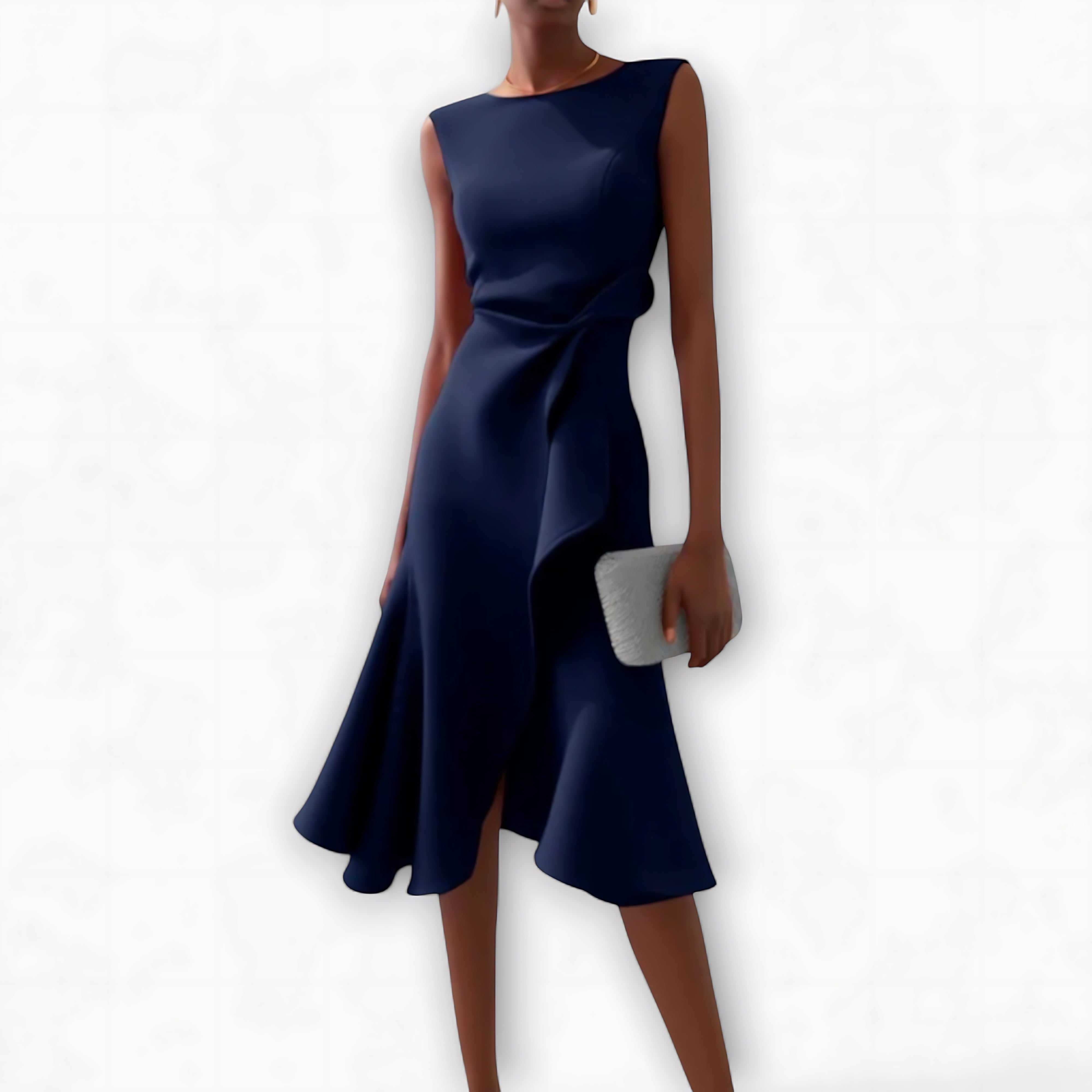 Genesis – Satin Draped Asymmetric Hem Cocktail Dress