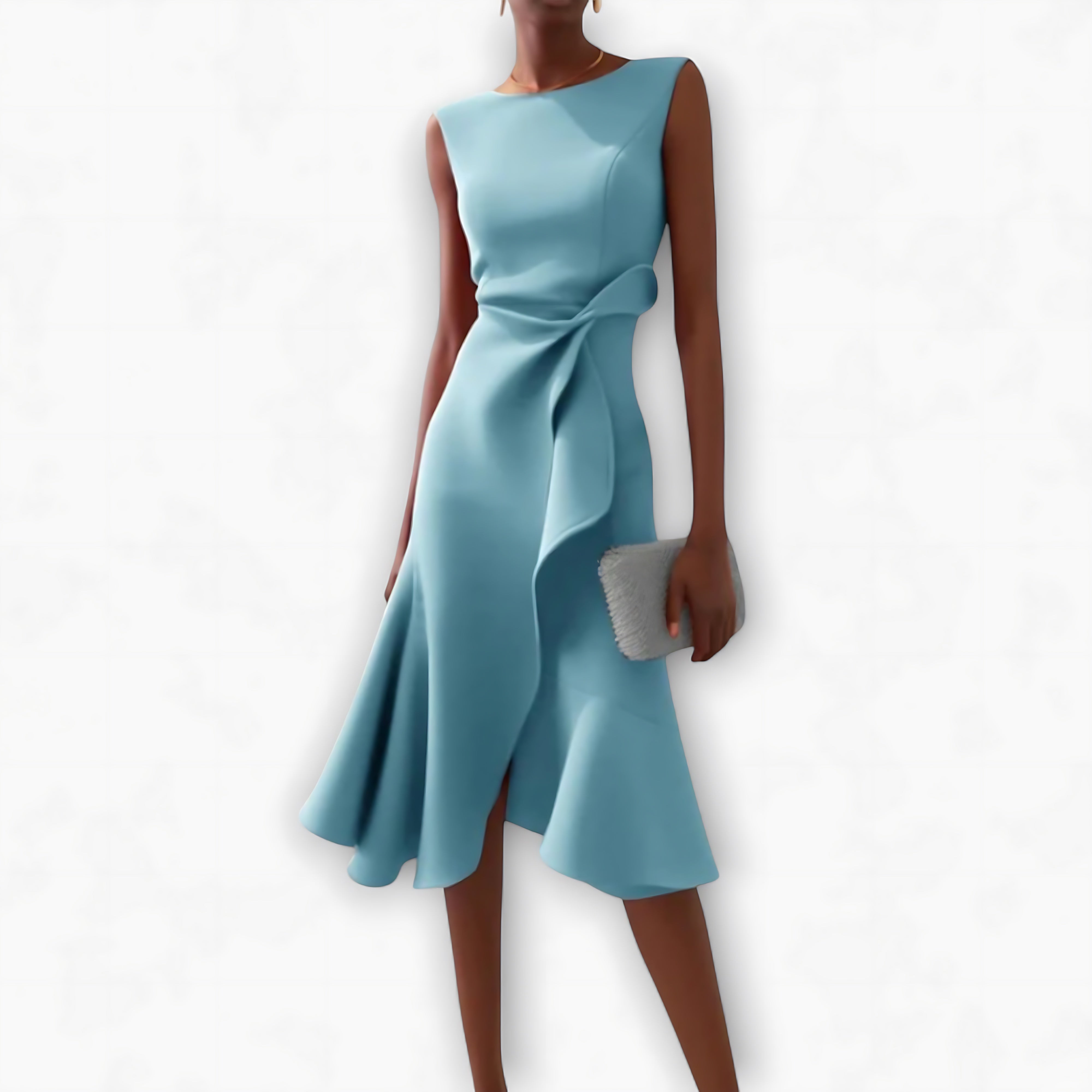 Genesis – Satin Draped Asymmetric Hem Cocktail Dress