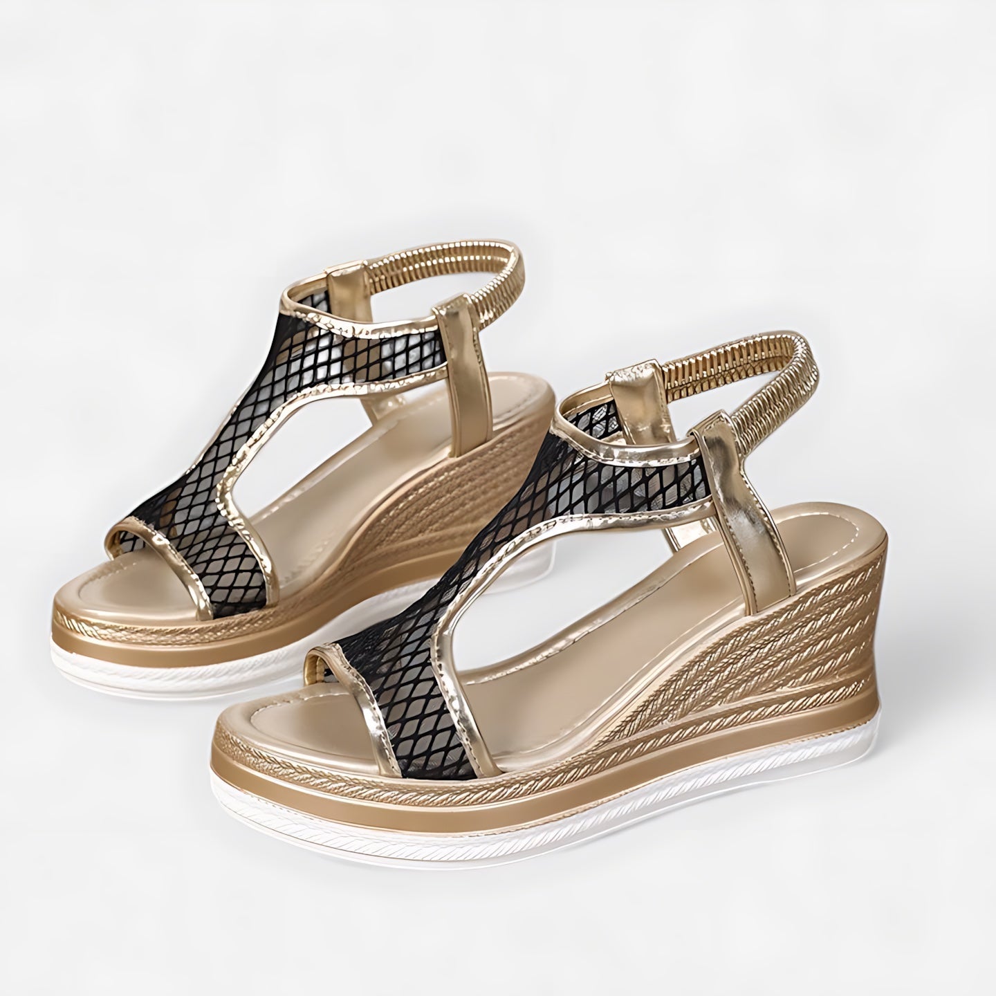 Genesis – Woven Ankle Strap Platform Wedge Sandals
