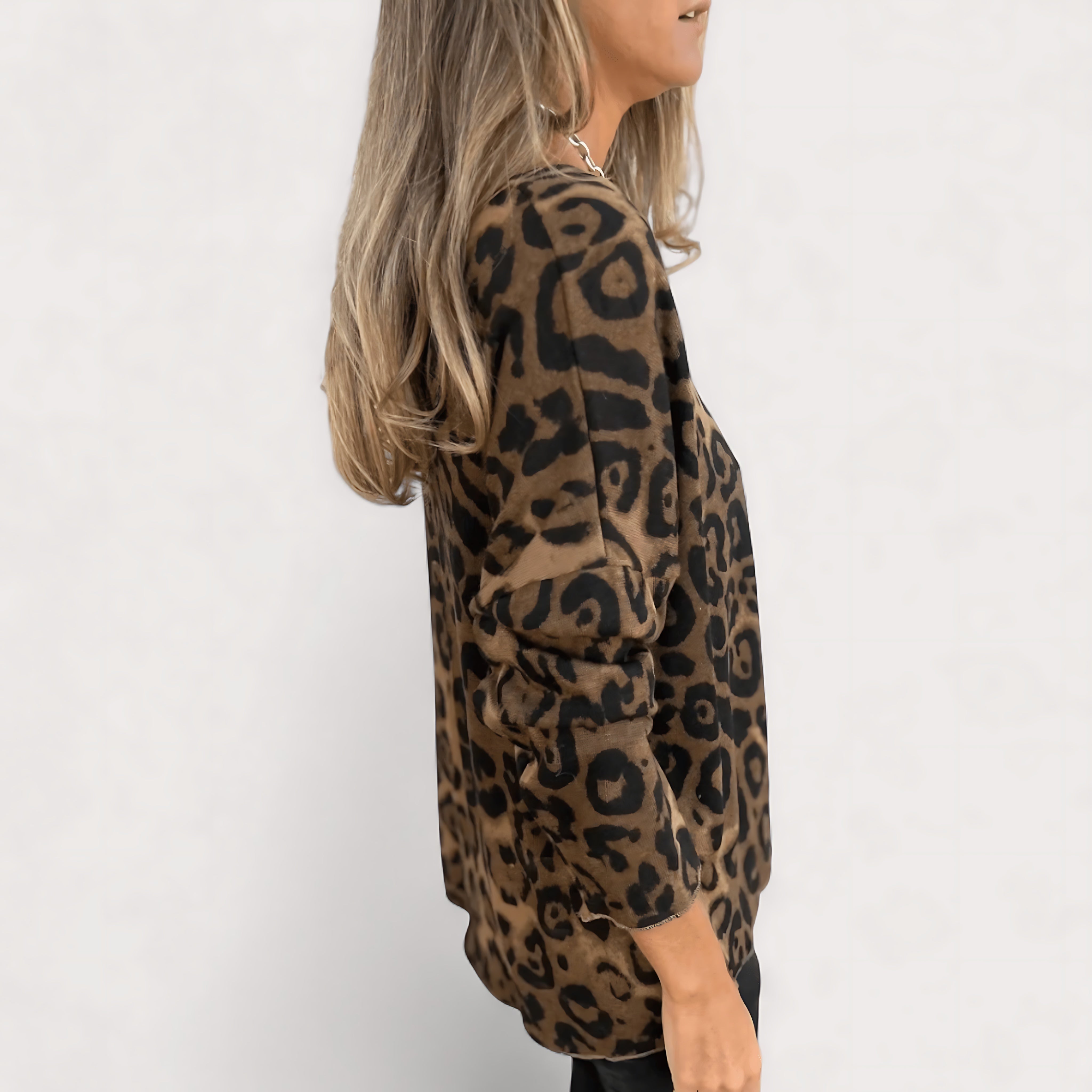 Genevieve – Leopard Print V Neck Top