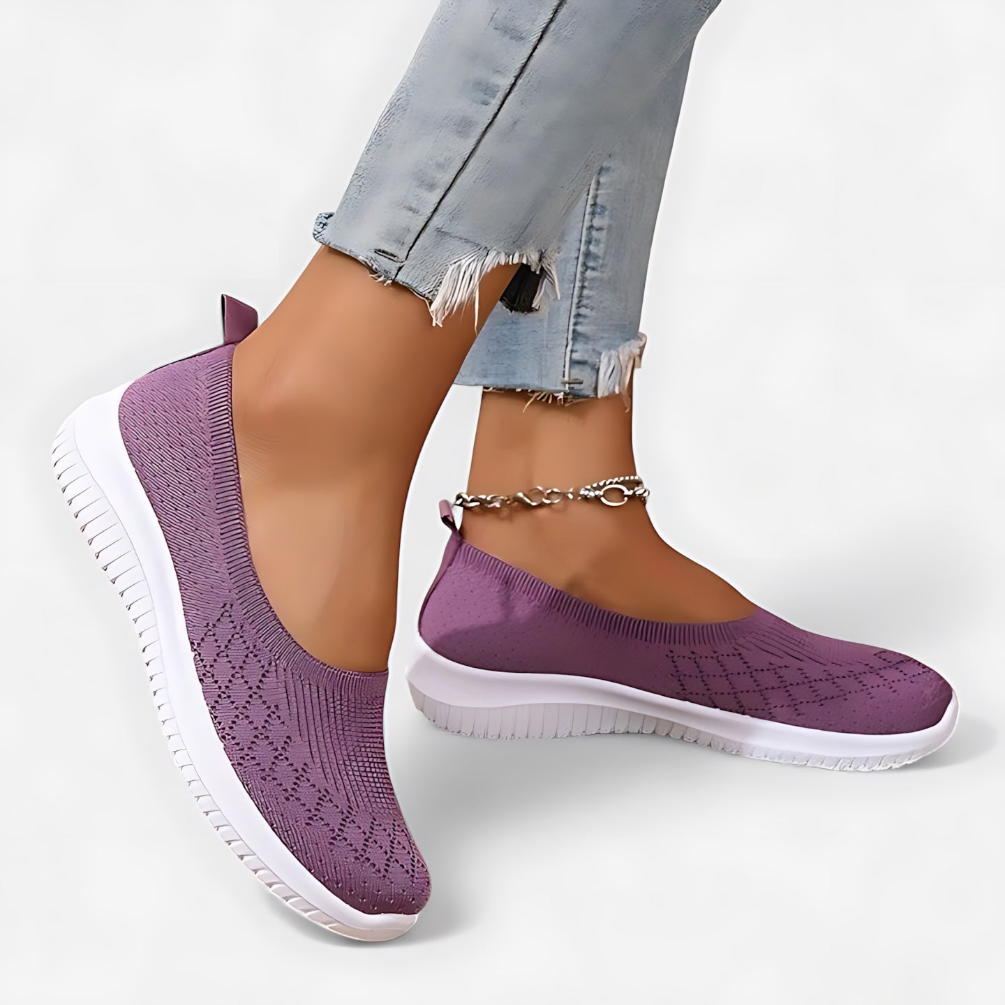 Genevieve – Stretch Knit Slip On Walking Sneakers