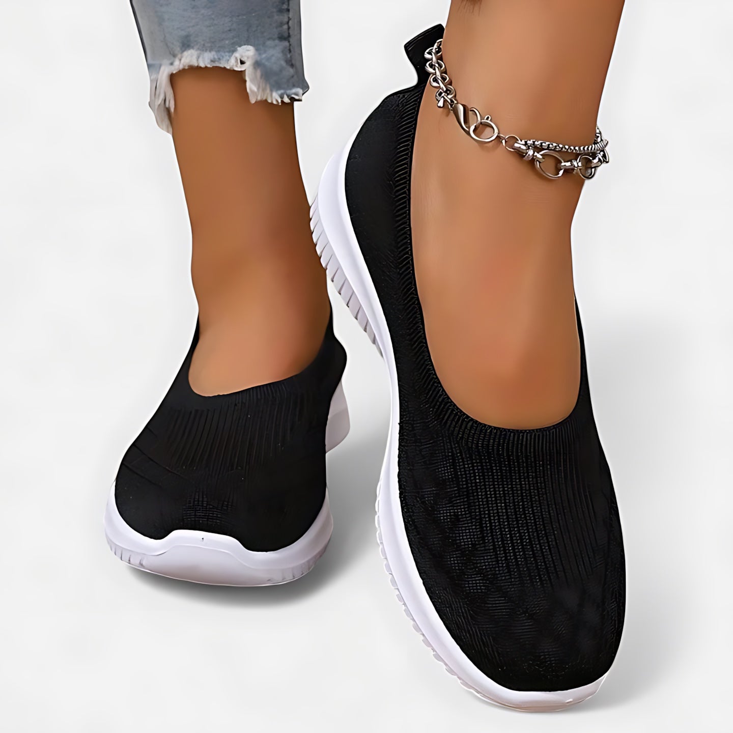 Genevieve – Stretch Knit Slip On Walking Sneakers