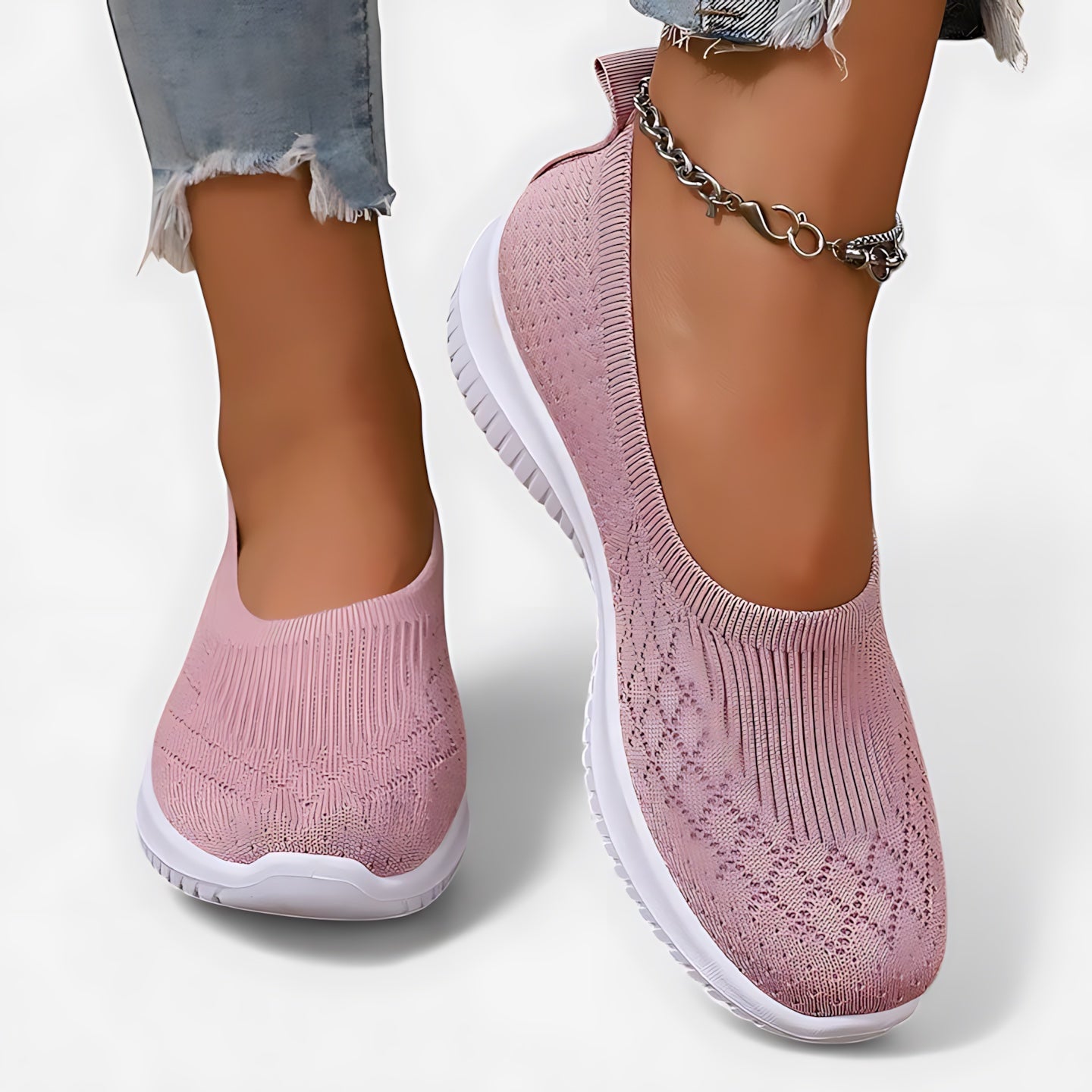 Genevieve – Stretch Knit Slip On Walking Sneakers
