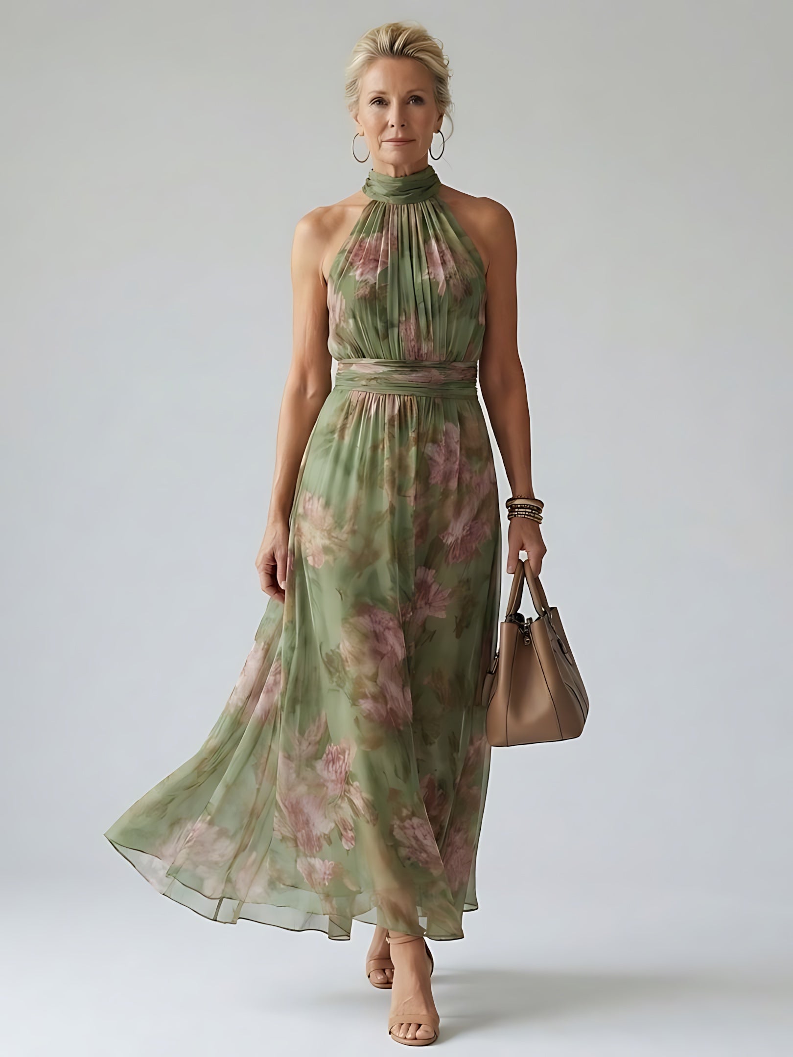 Georgia – Floral Halter Summer Maxi Dress
