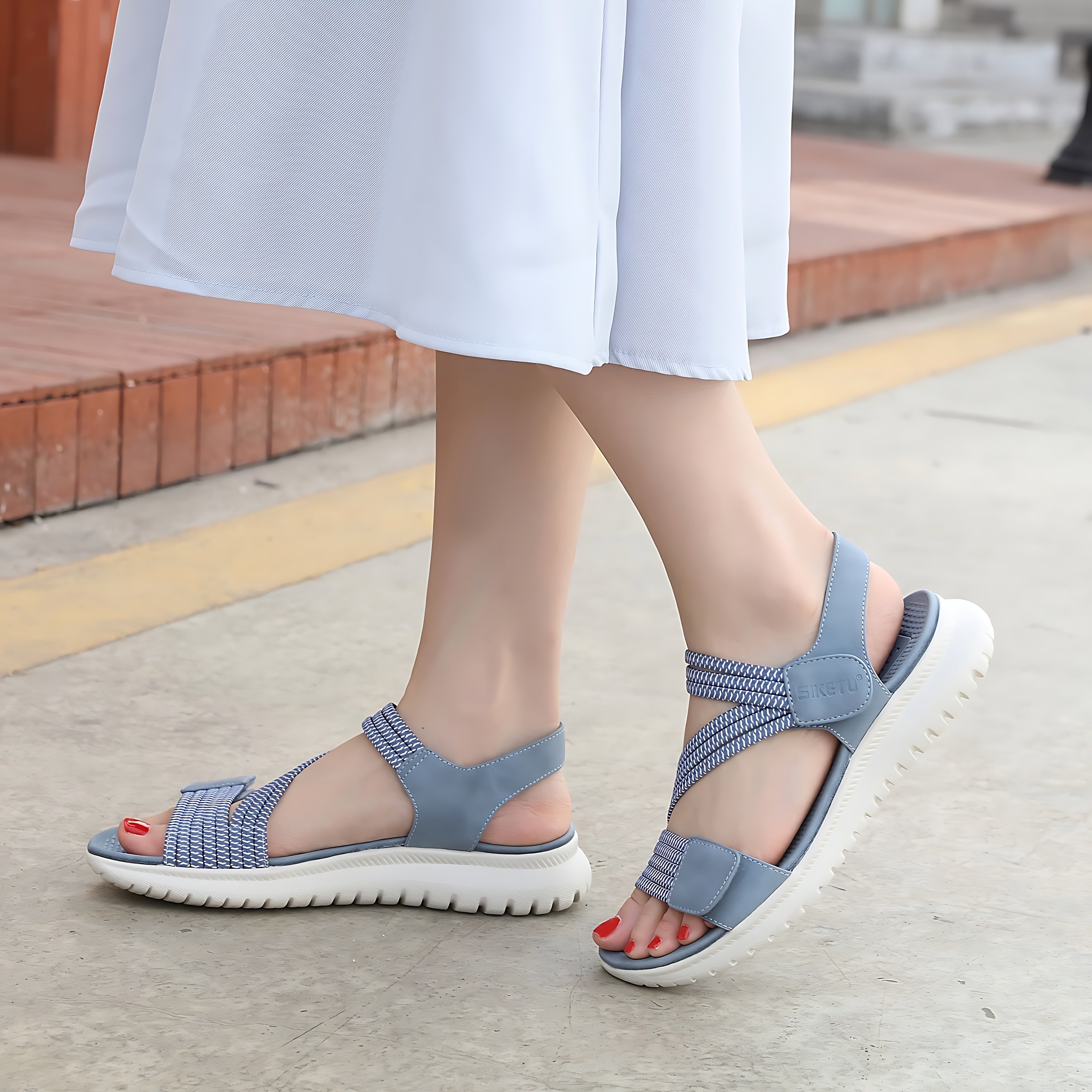 Georgia – Orthopedic Ankle Strap Low Wedge Sandals