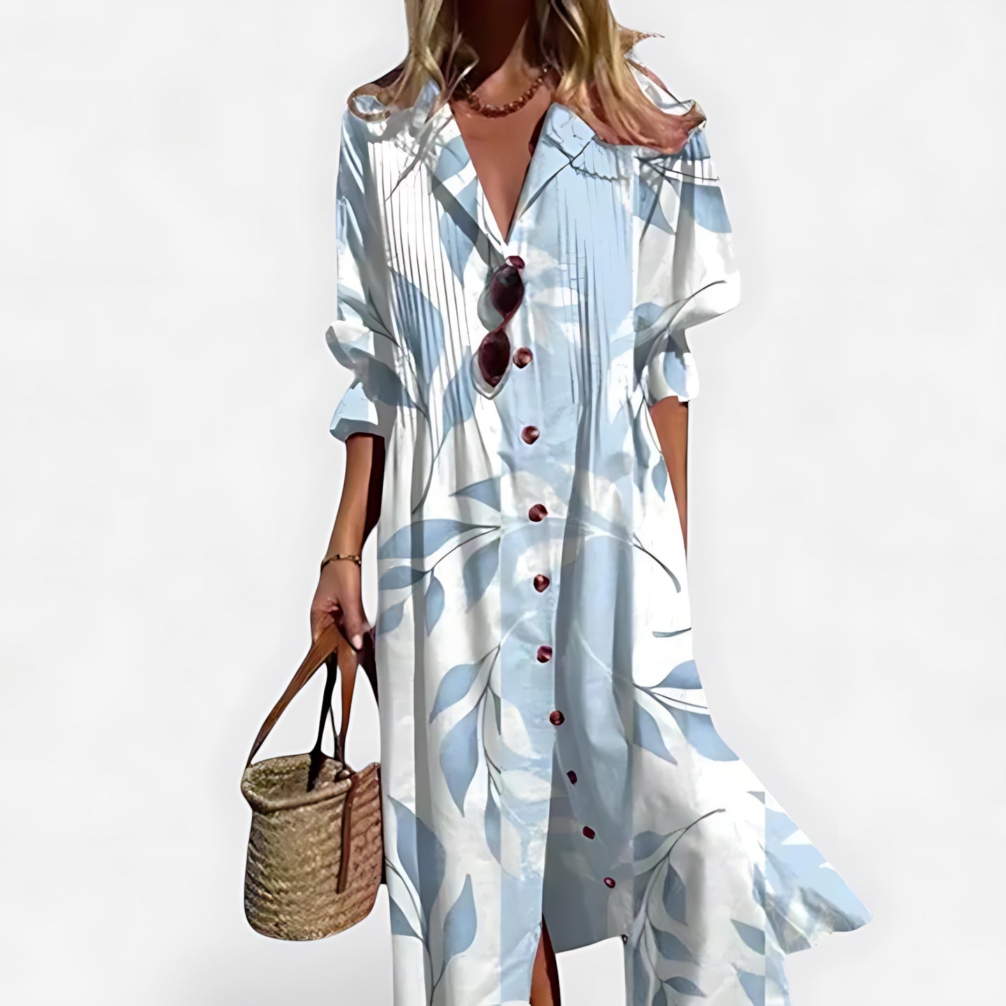 Gianna – Abstract Print Collared Maxi Shirt Dress