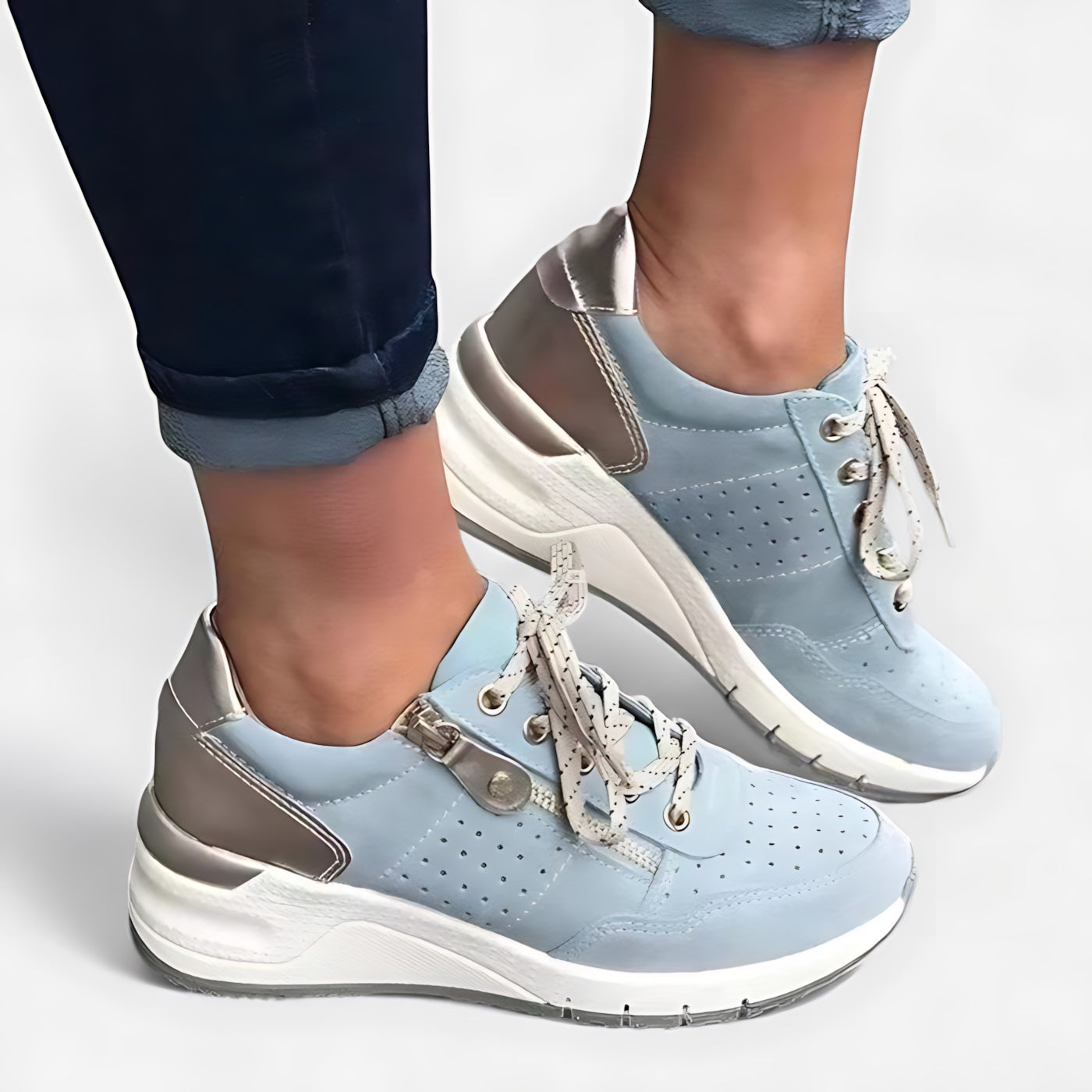 Gianna – Suede Mesh Lace Up Wedge Sneakers