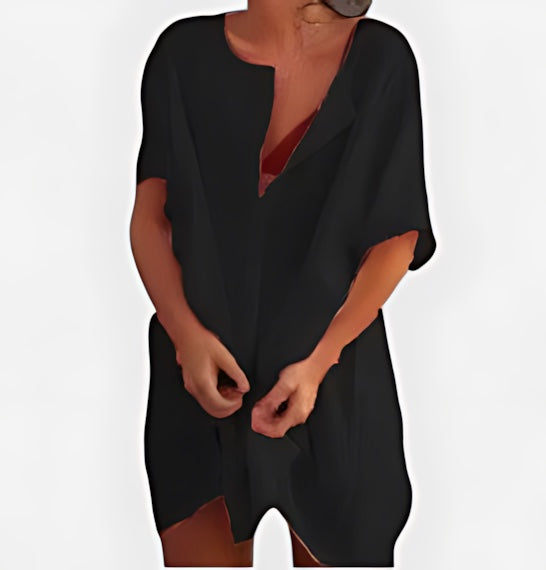 Gianna – V Neck 3/4 Sleeve Beach Tunic Dress