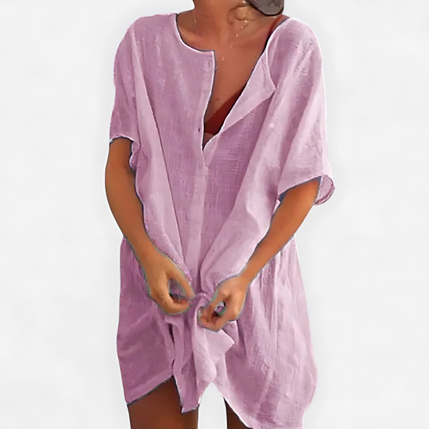 Gianna – V Neck 3/4 Sleeve Beach Tunic Dress