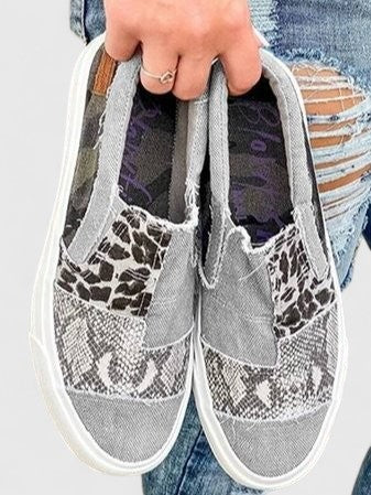 Thea – Leopard Print Canvas Slip On Sneakers