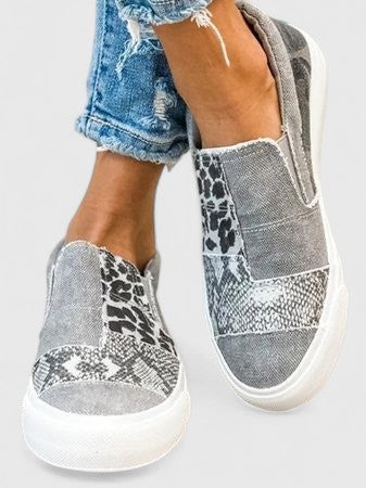 Thea – Leopard Print Canvas Slip On Sneakers