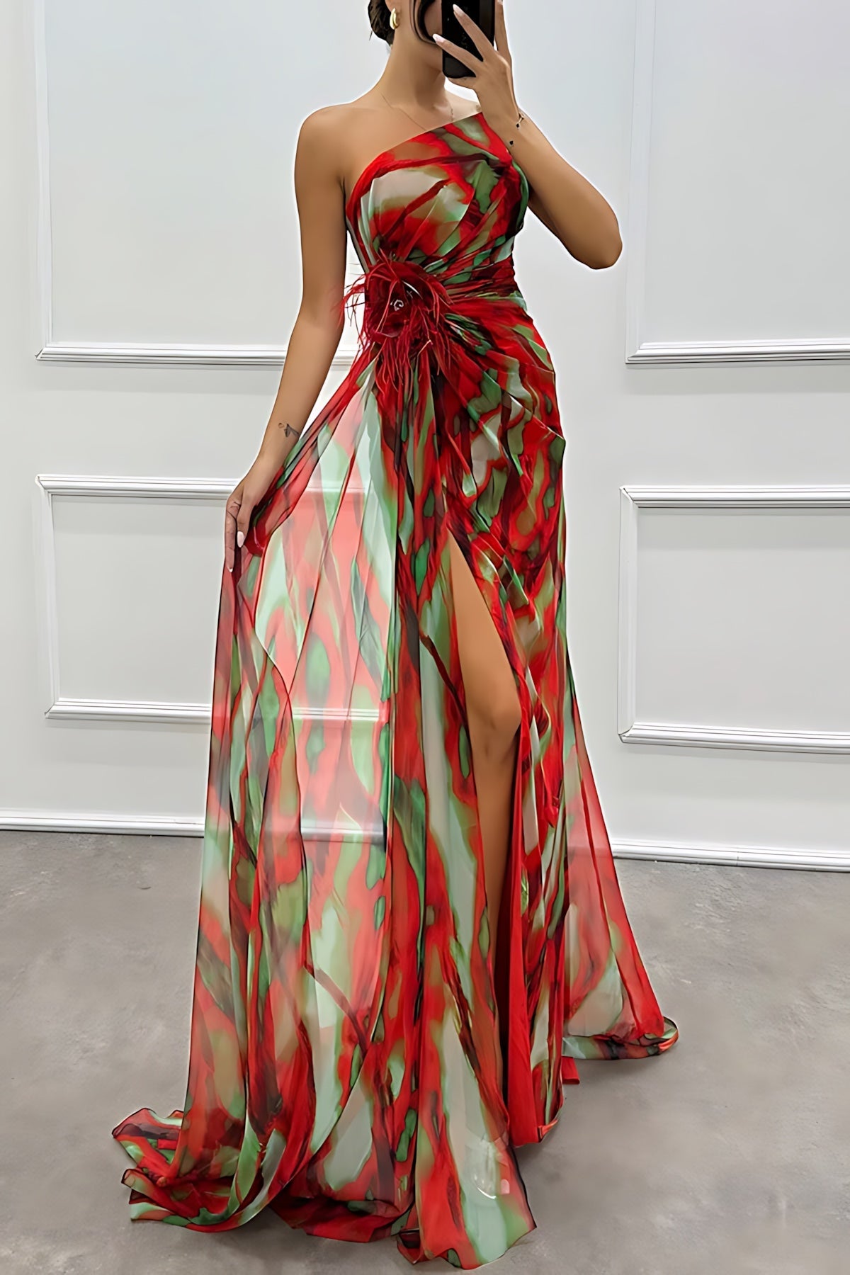 Grace – Chiffon One Shoulder Evening Maxi Dress