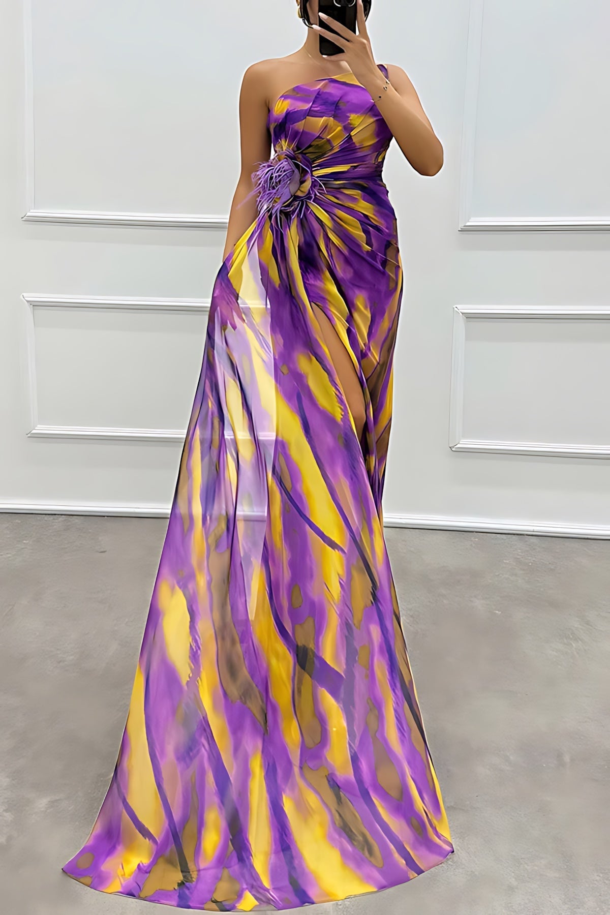 Grace – Chiffon One Shoulder Evening Maxi Dress