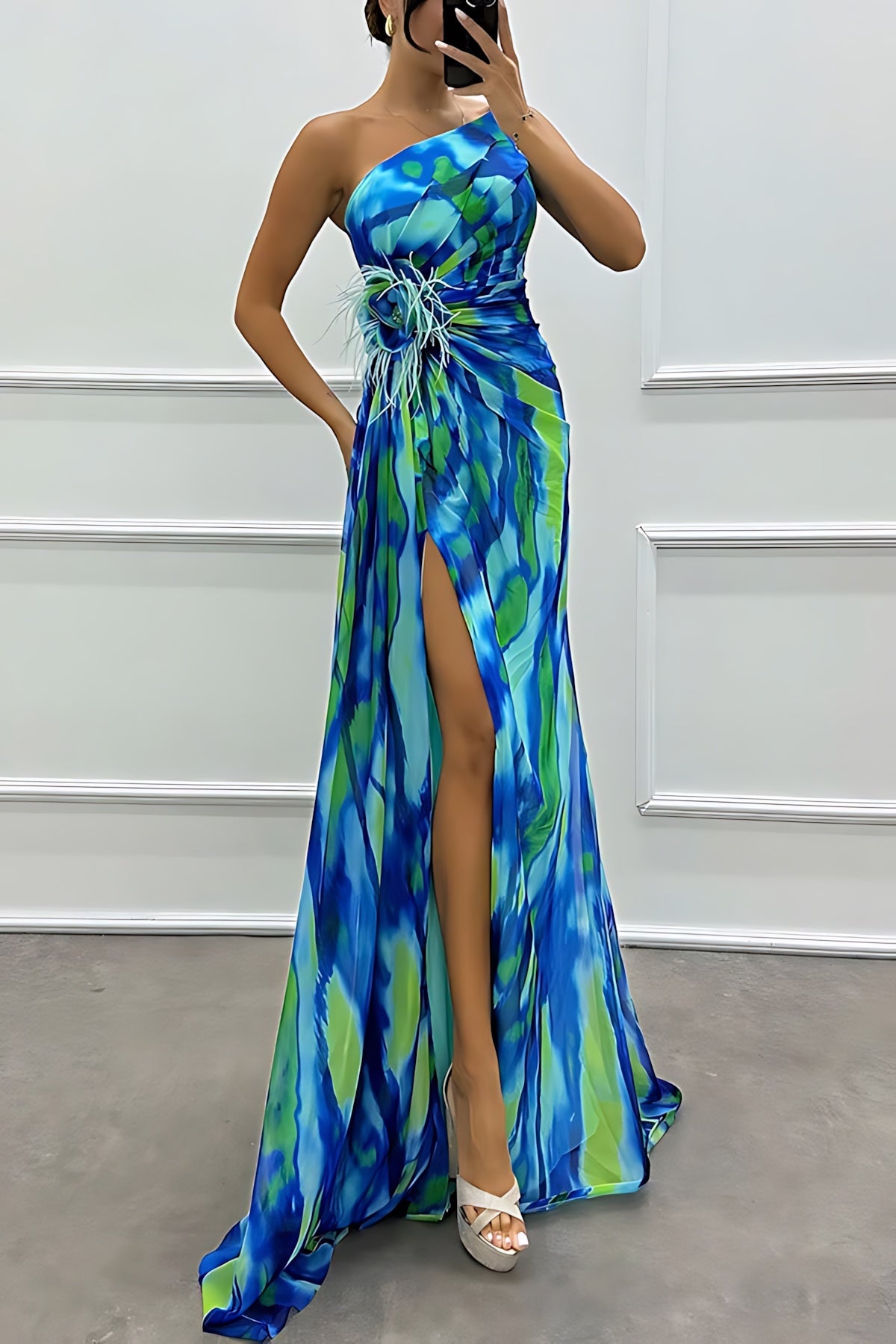 Grace – Chiffon One Shoulder Evening Maxi Dress