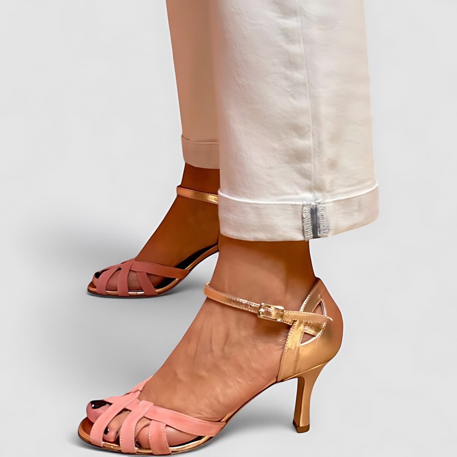 Grace – Metallic Woven Kitten Heel Sandals