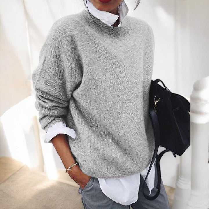 Hazel – Relaxed Crew Neck Knit Sweater