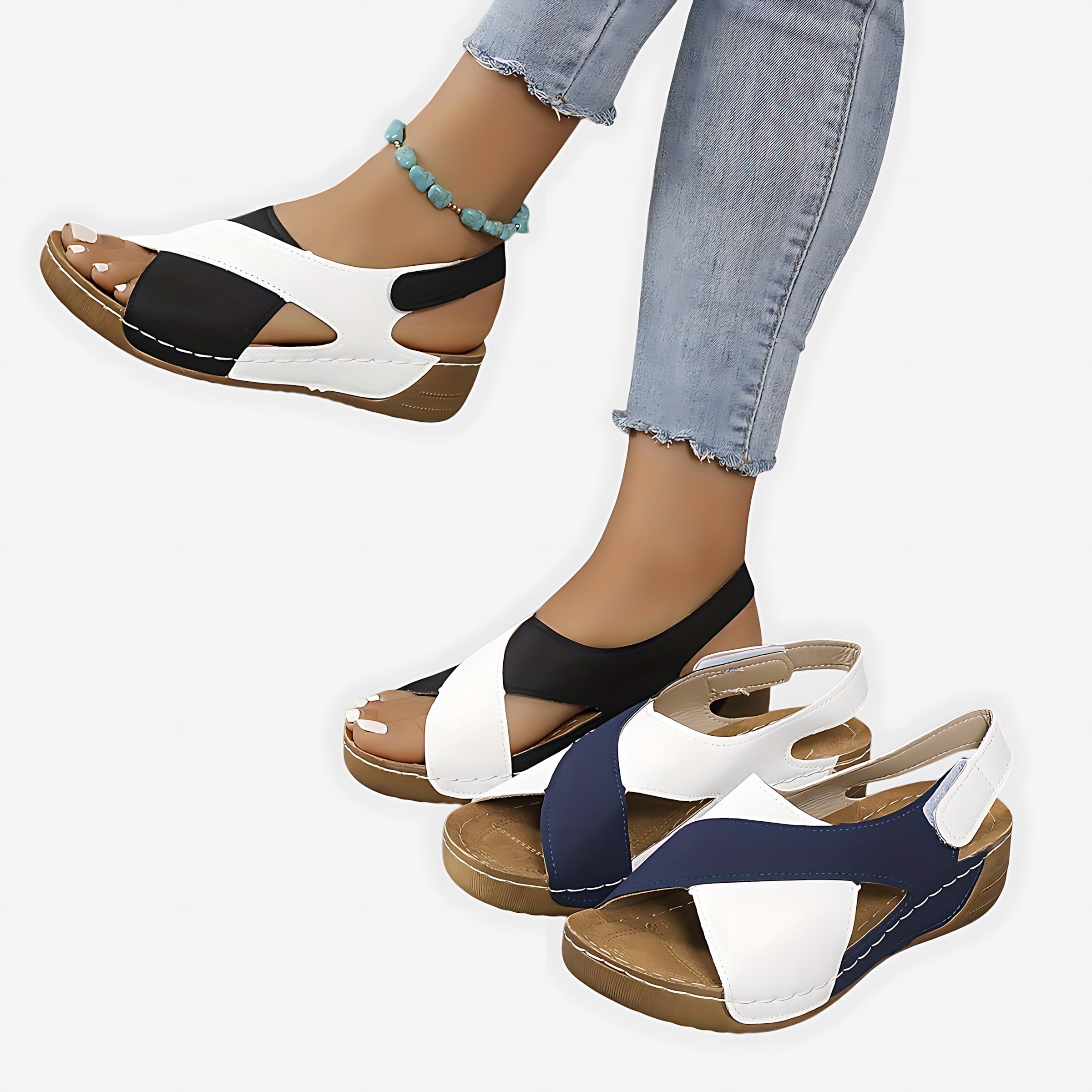 Hadley – Crossover Slingback Low Wedge Sandals