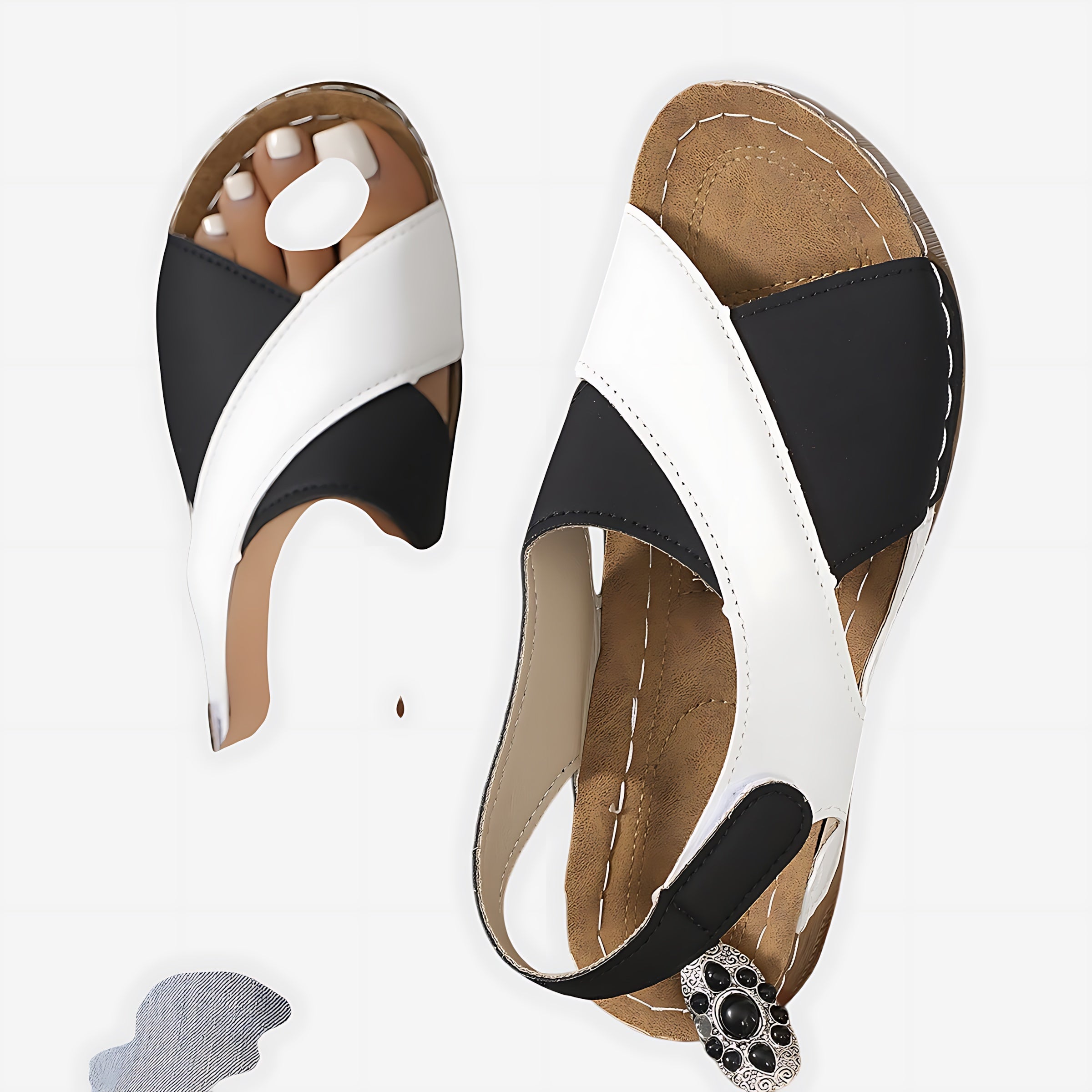 Hadley – Crossover Slingback Low Wedge Sandals