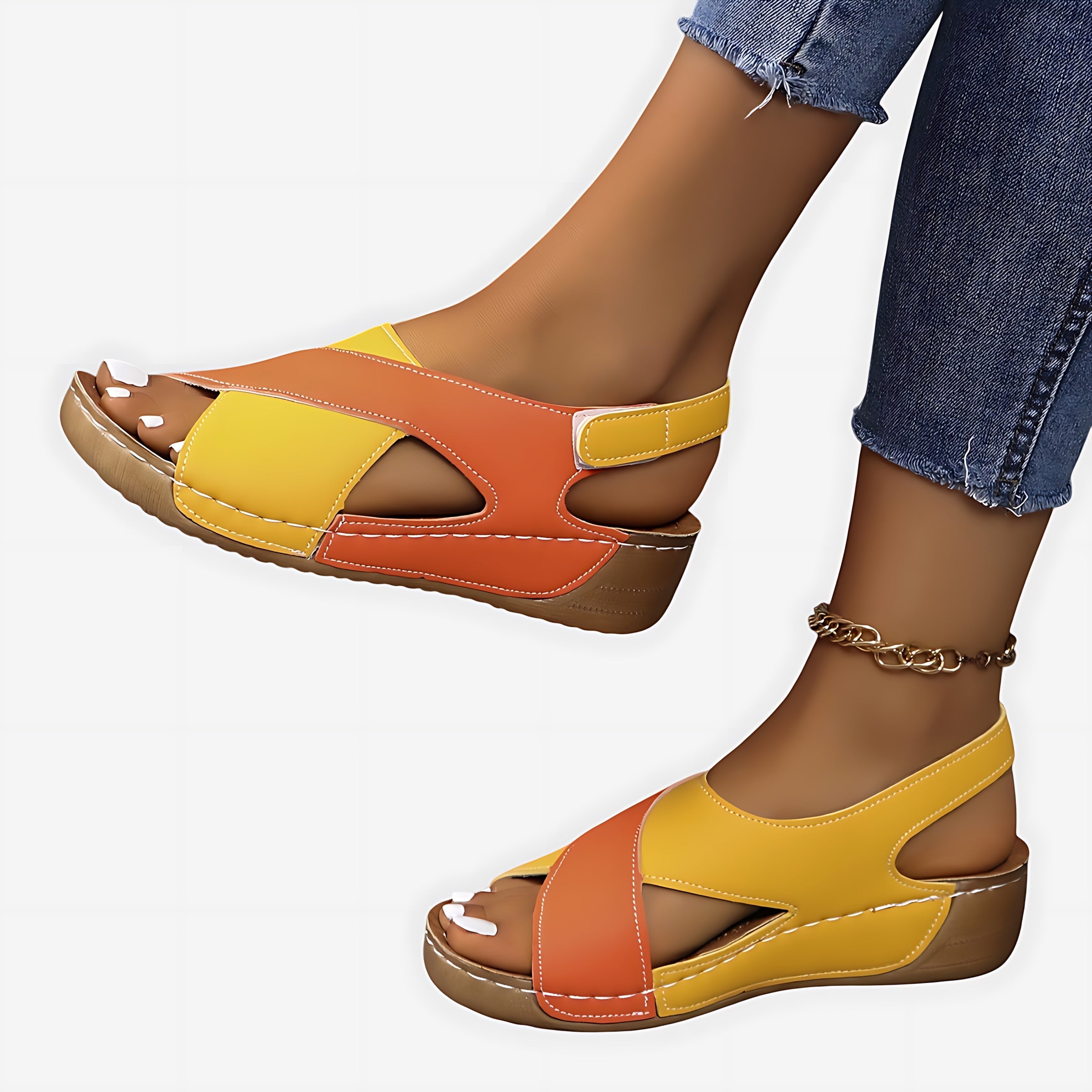 Hadley – Crossover Slingback Low Wedge Sandals