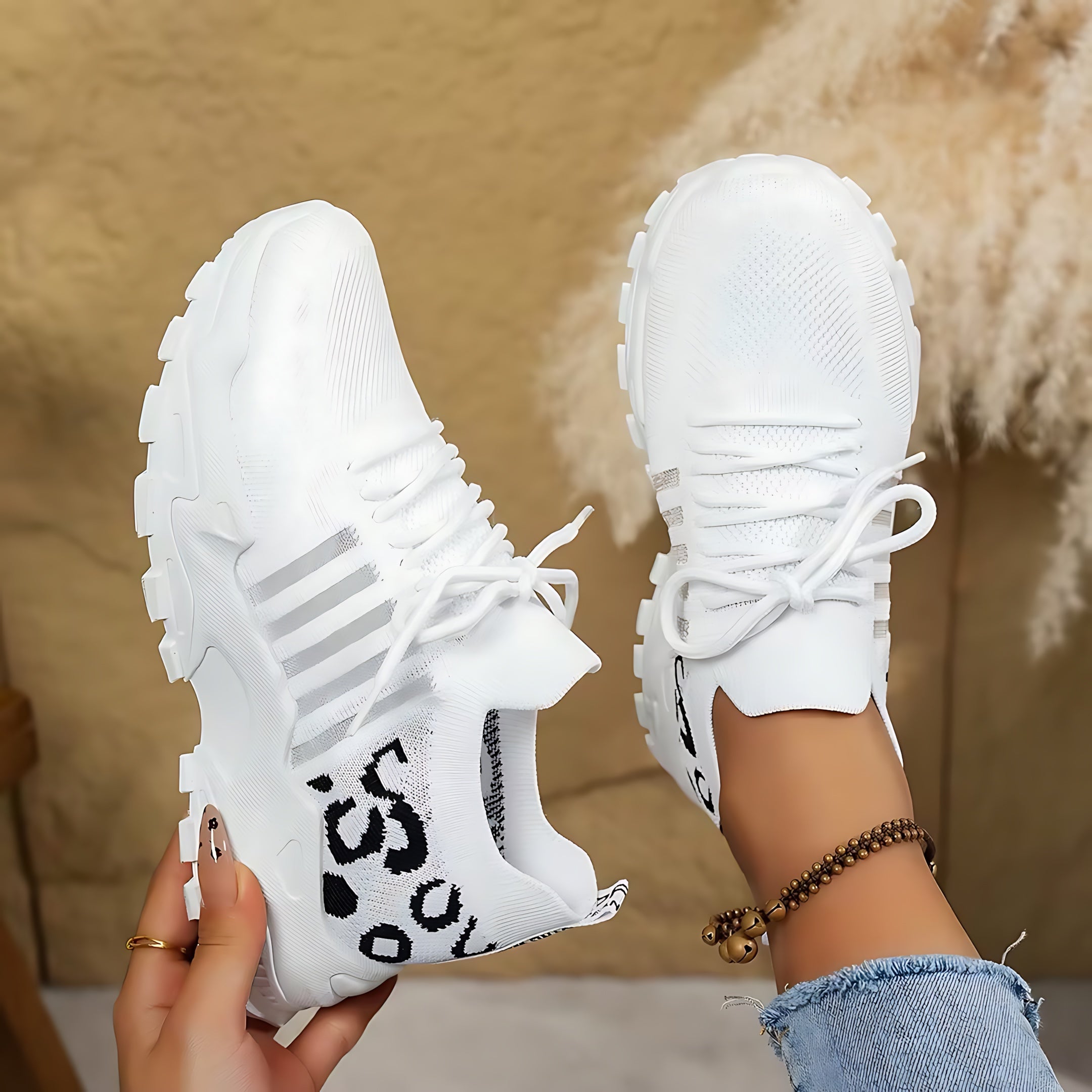 Hadley – Mesh Lace Up Chunky Sole Walking Sneakers