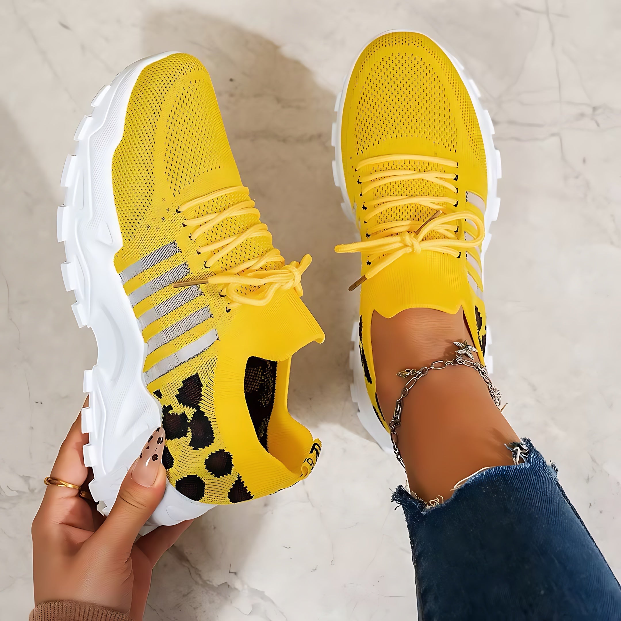 Hadley – Mesh Lace Up Chunky Sole Walking Sneakers