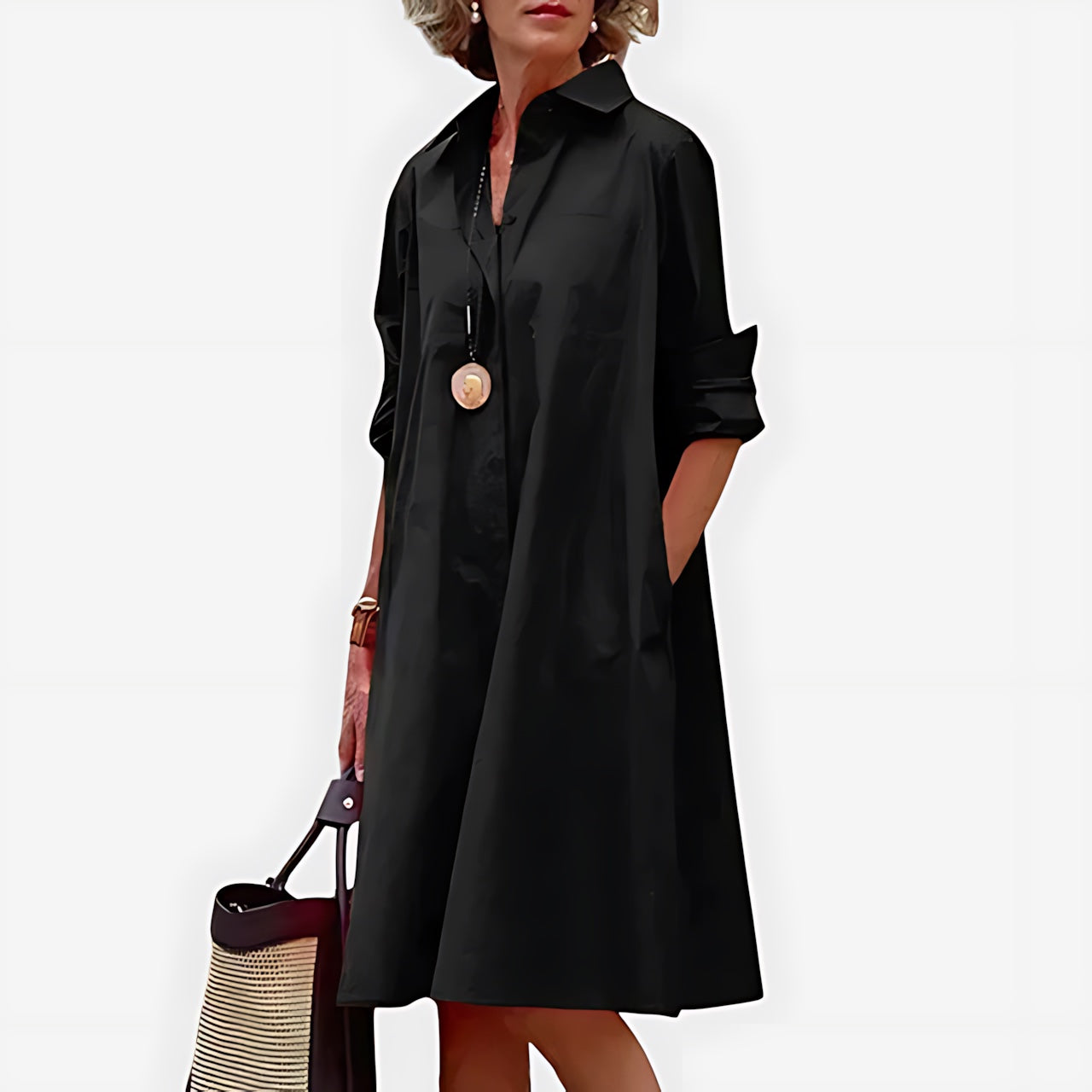 Hannah – Collared A Line Shirt Dress