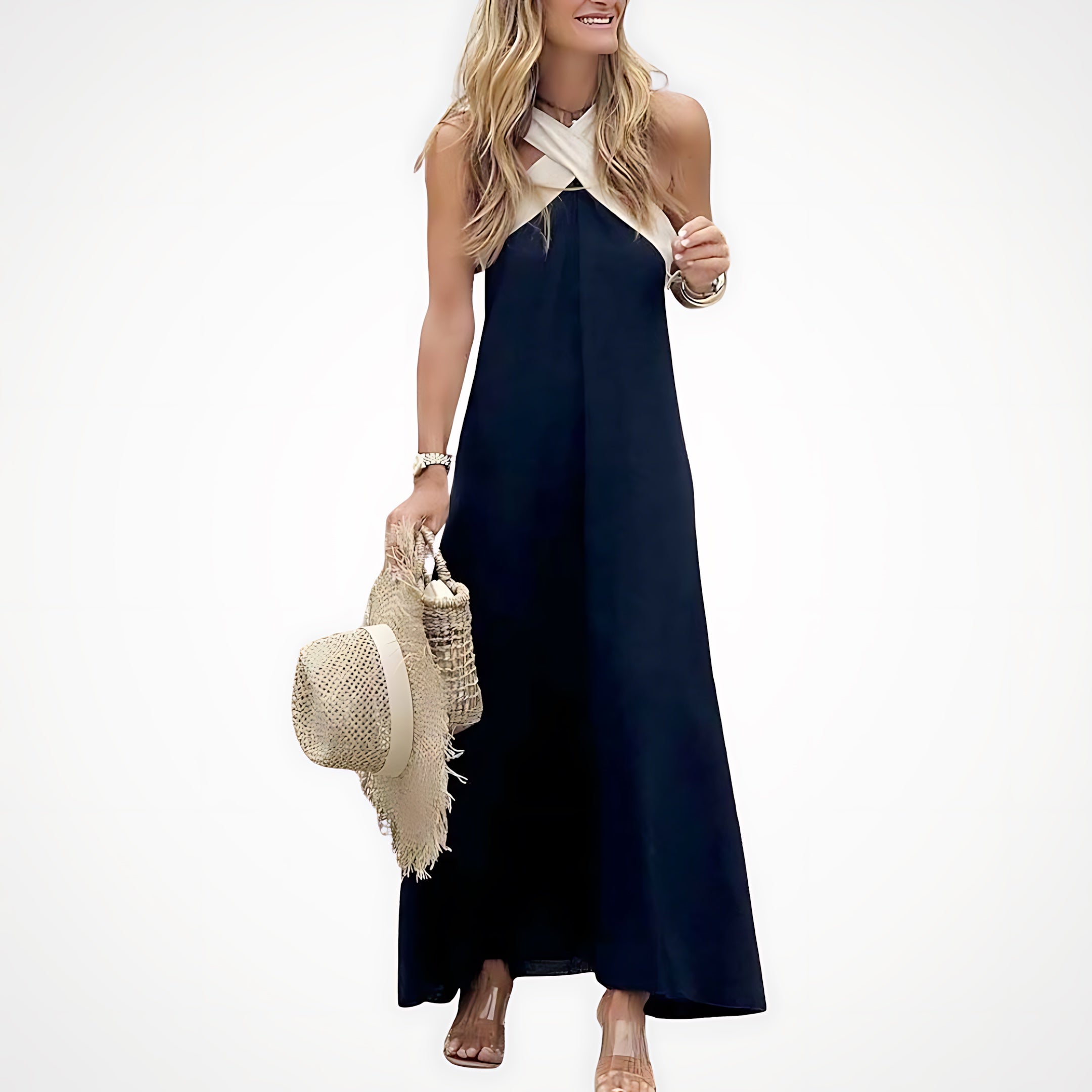 Hannah – Cross Halter Neck Summer Maxi Dress