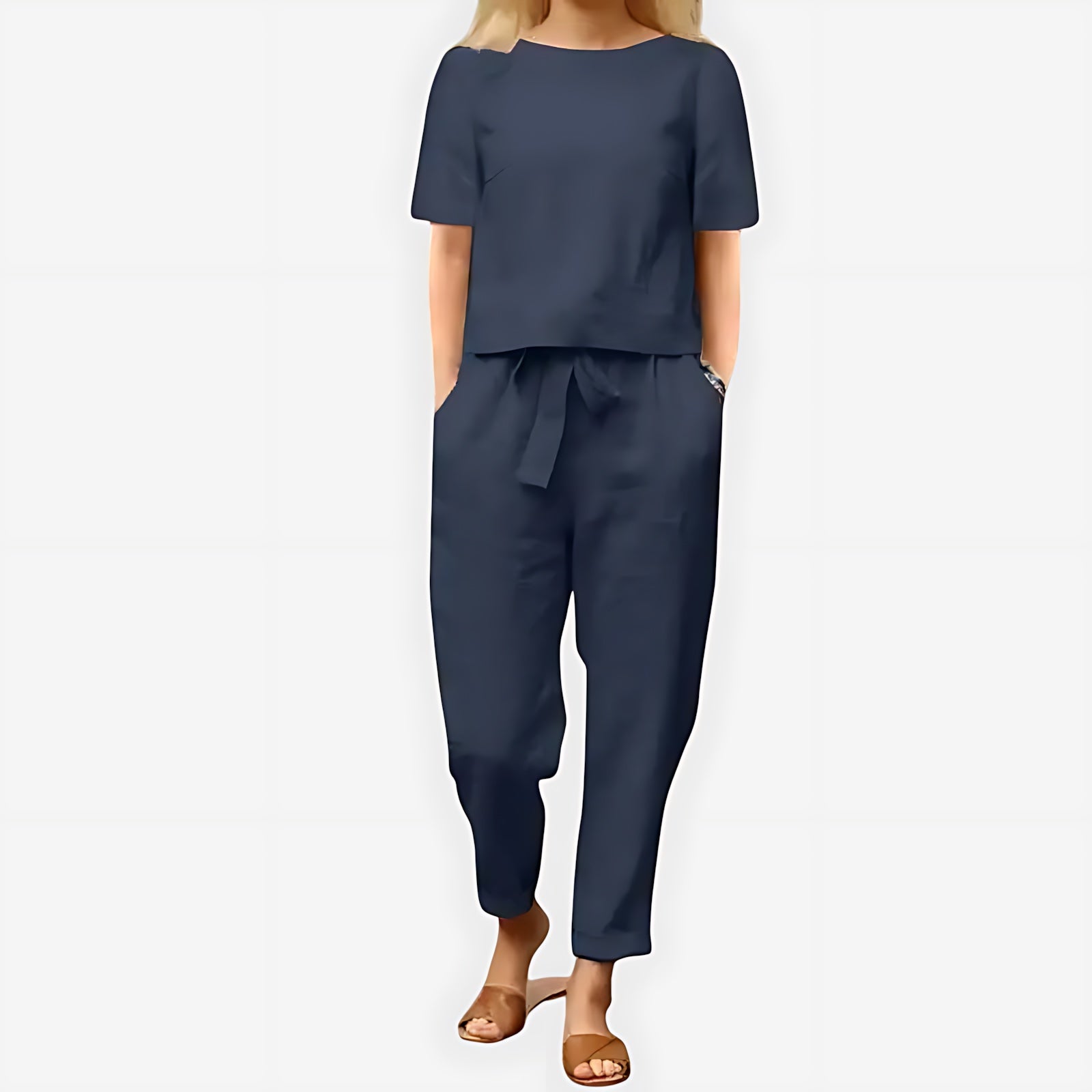 Hannah – Short Sleeve Boxy Top and Tapered Pants Co-ord