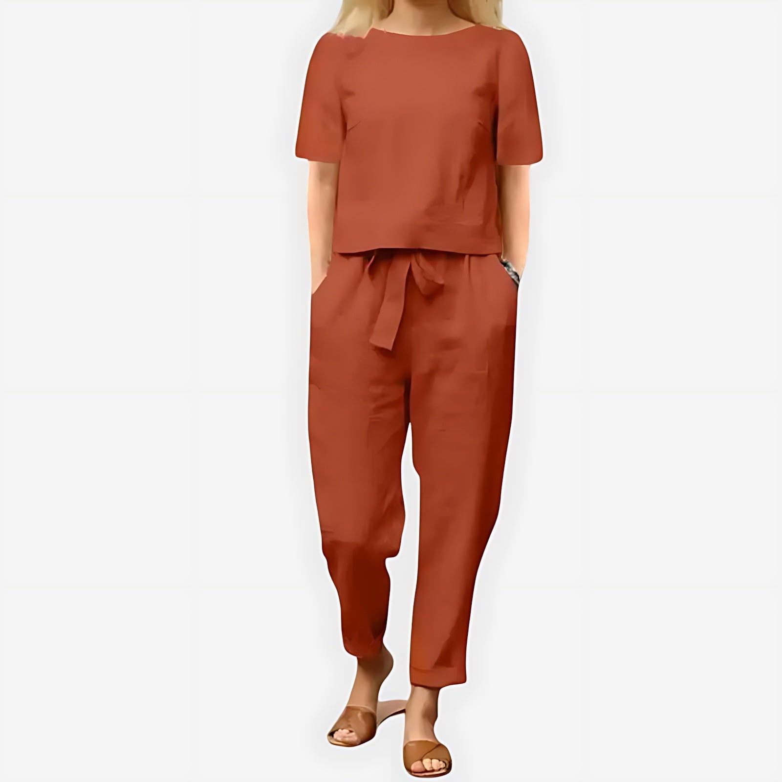 Hannah – Short Sleeve Boxy Top and Tapered Pants Co-ord