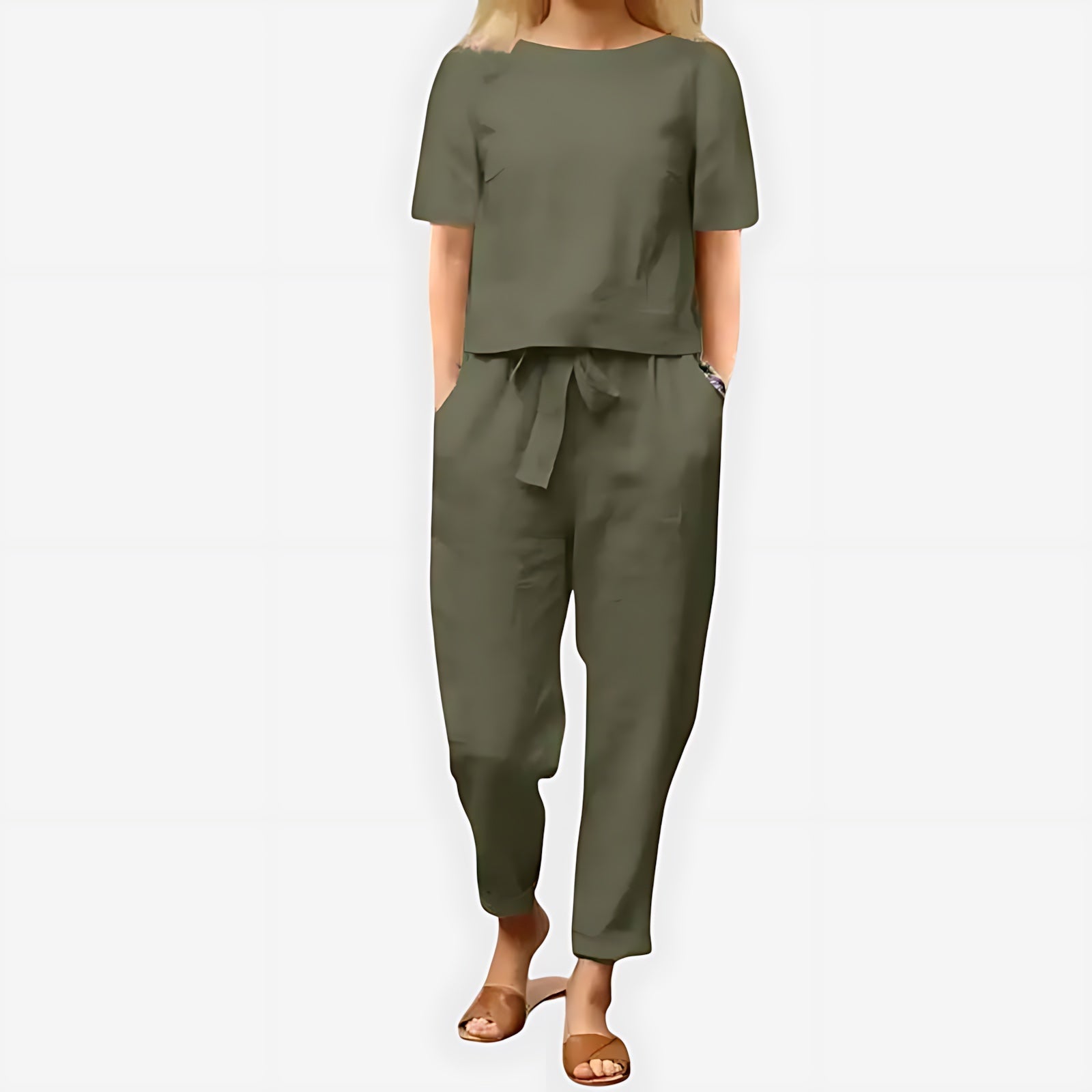 Hannah – Short Sleeve Boxy Top and Tapered Pants Co-ord