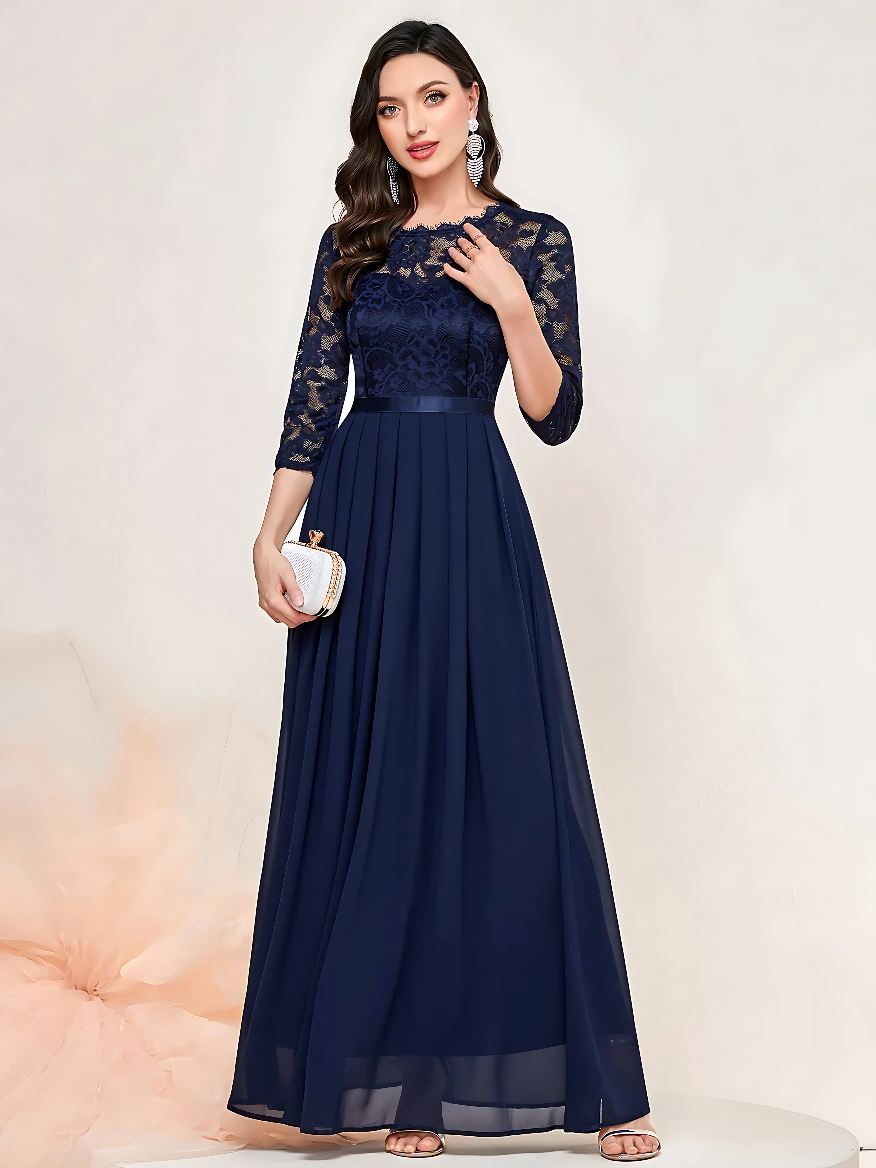 Harmony – Lace Chiffon Formal Maxi Dress