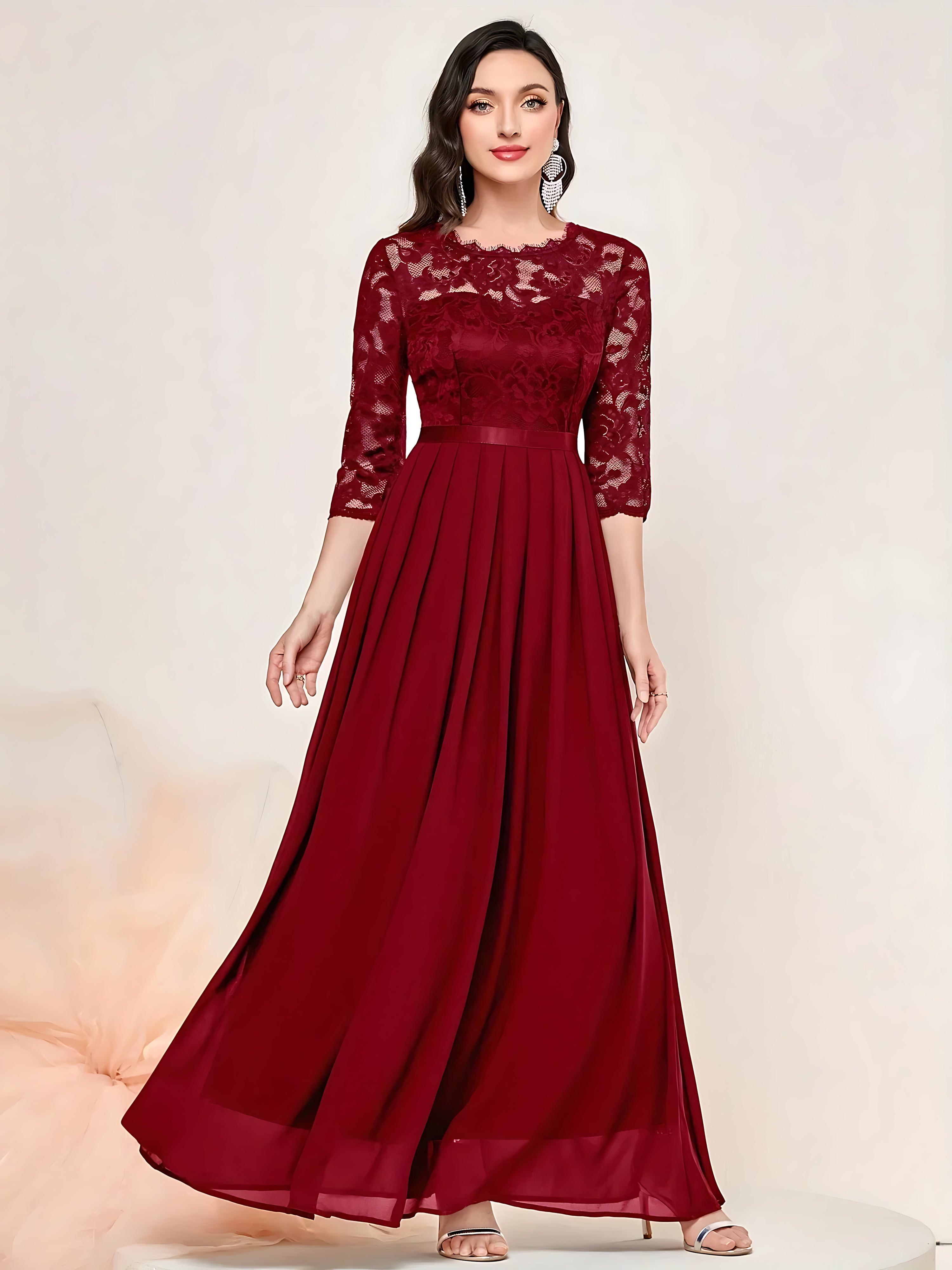 Harmony – Lace Chiffon Formal Maxi Dress