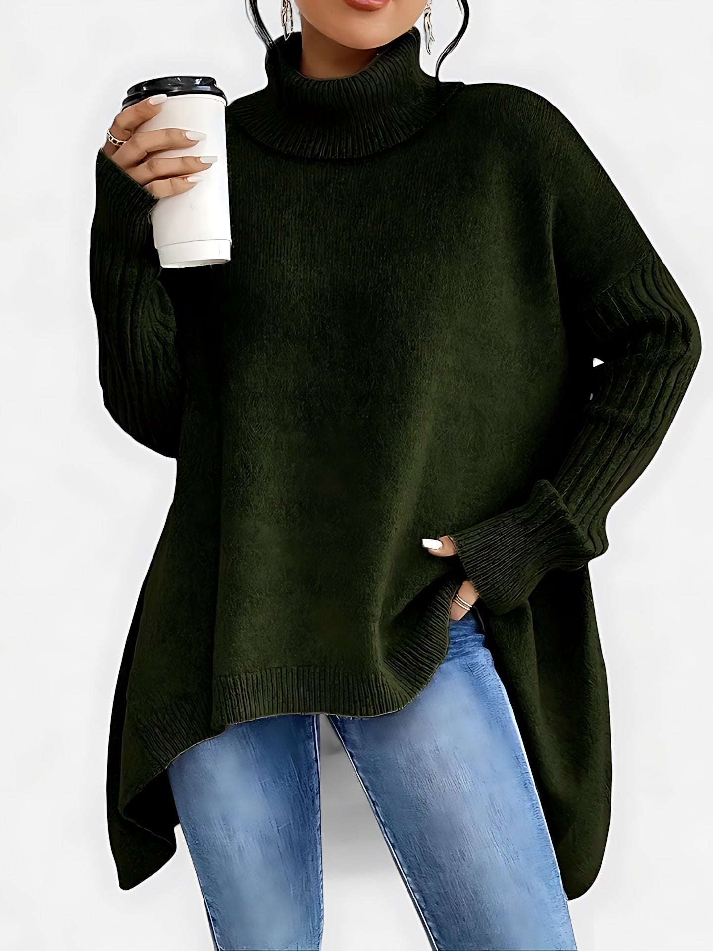 Harmony – Oversized High Low Turtleneck Sweater