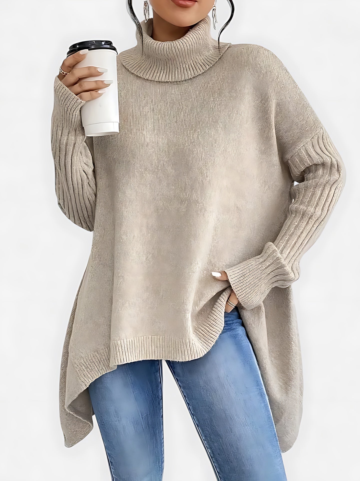 Harmony – Oversized High Low Turtleneck Sweater