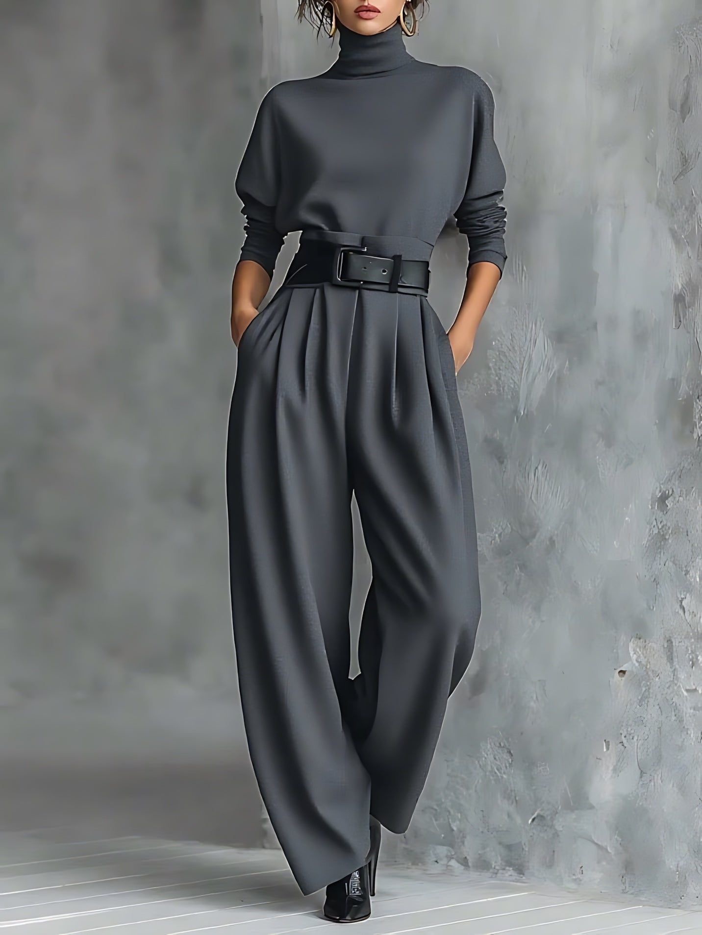 Harmony – Turtleneck Long Sleeve High Waist Jumpsuit