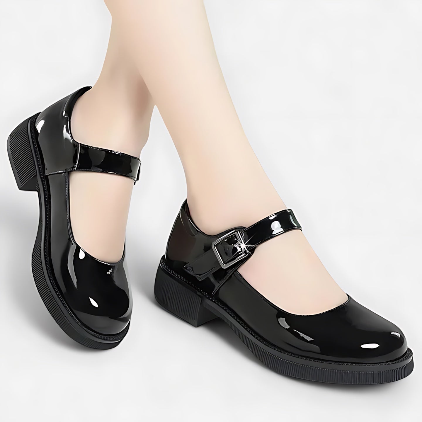 Harper – Leather Block Heel Mary Jane Shoes
