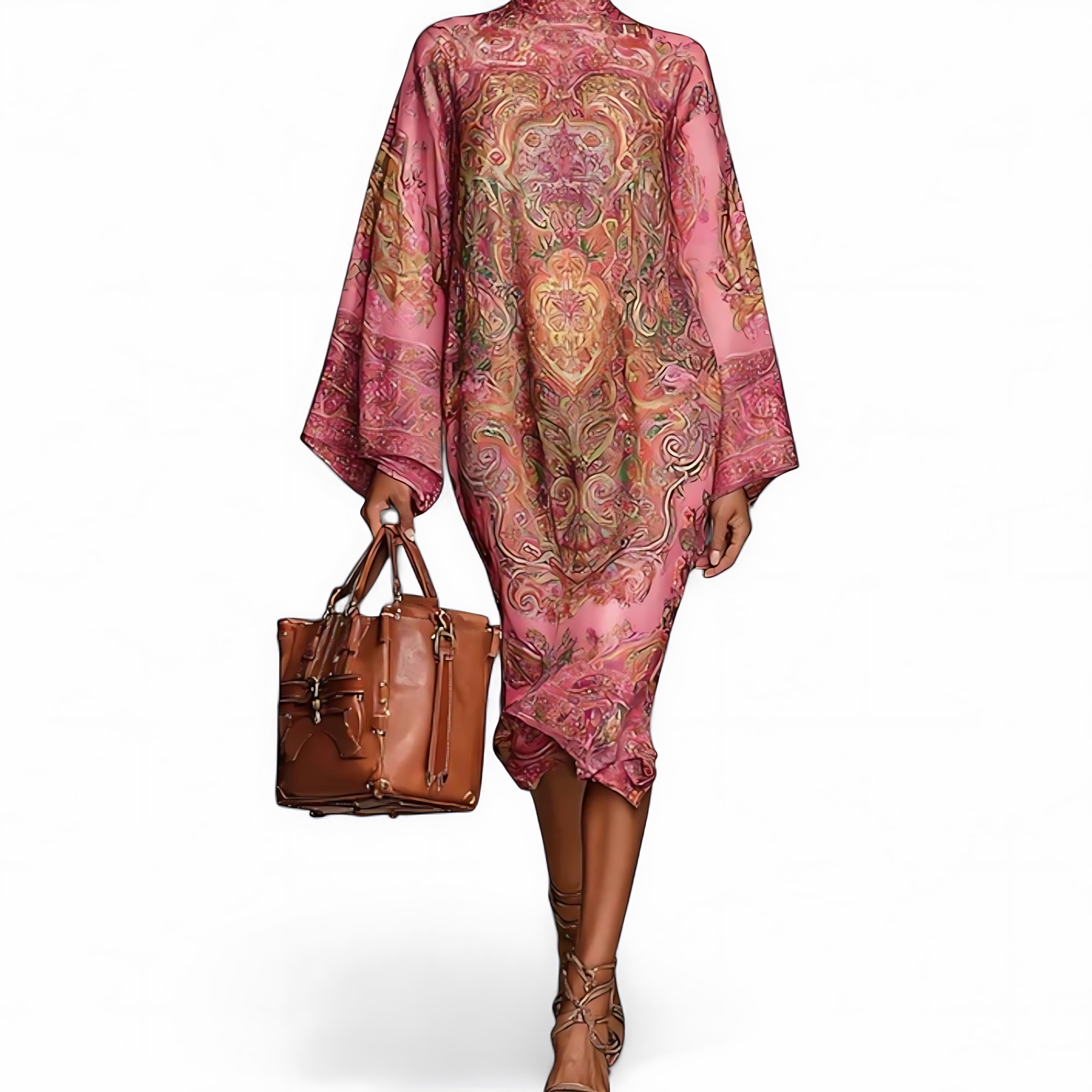 Harper – Satin Paisley Print Kaftan Maxi Dress
