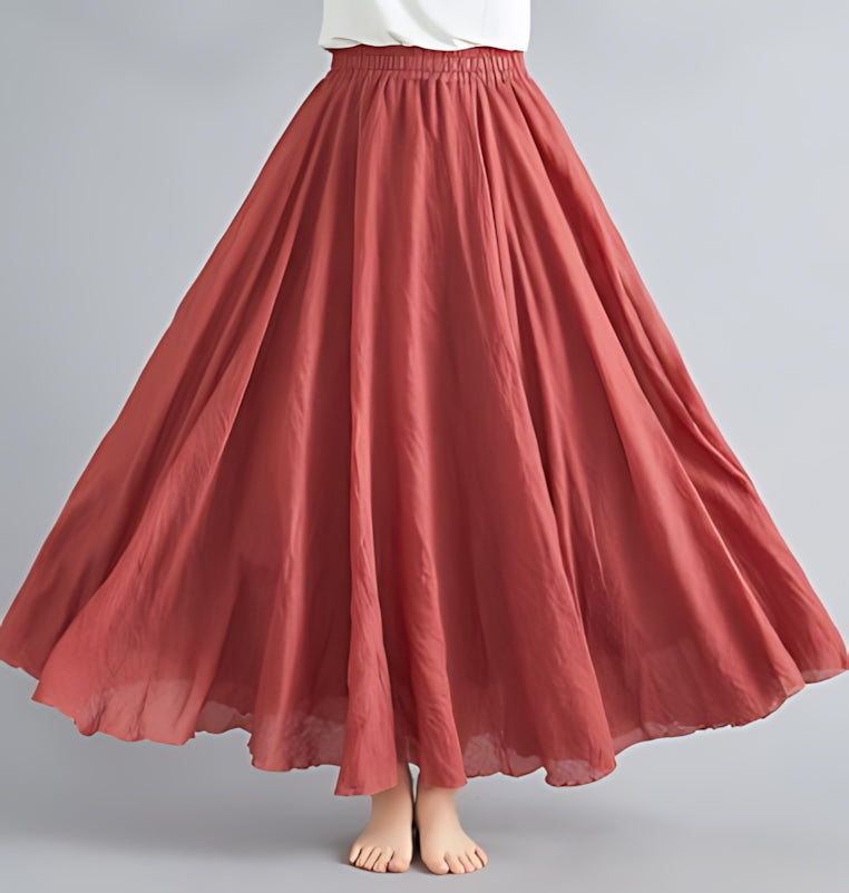 Harriet – Flowy A Line Boho Maxi Skirt