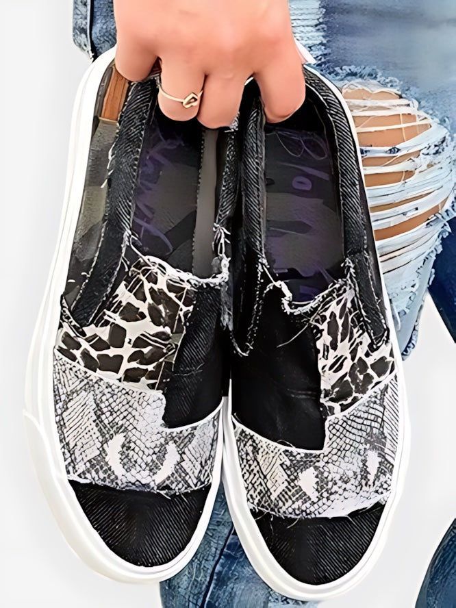 Harriet – Leopard Print Canvas Slip On Sneakers