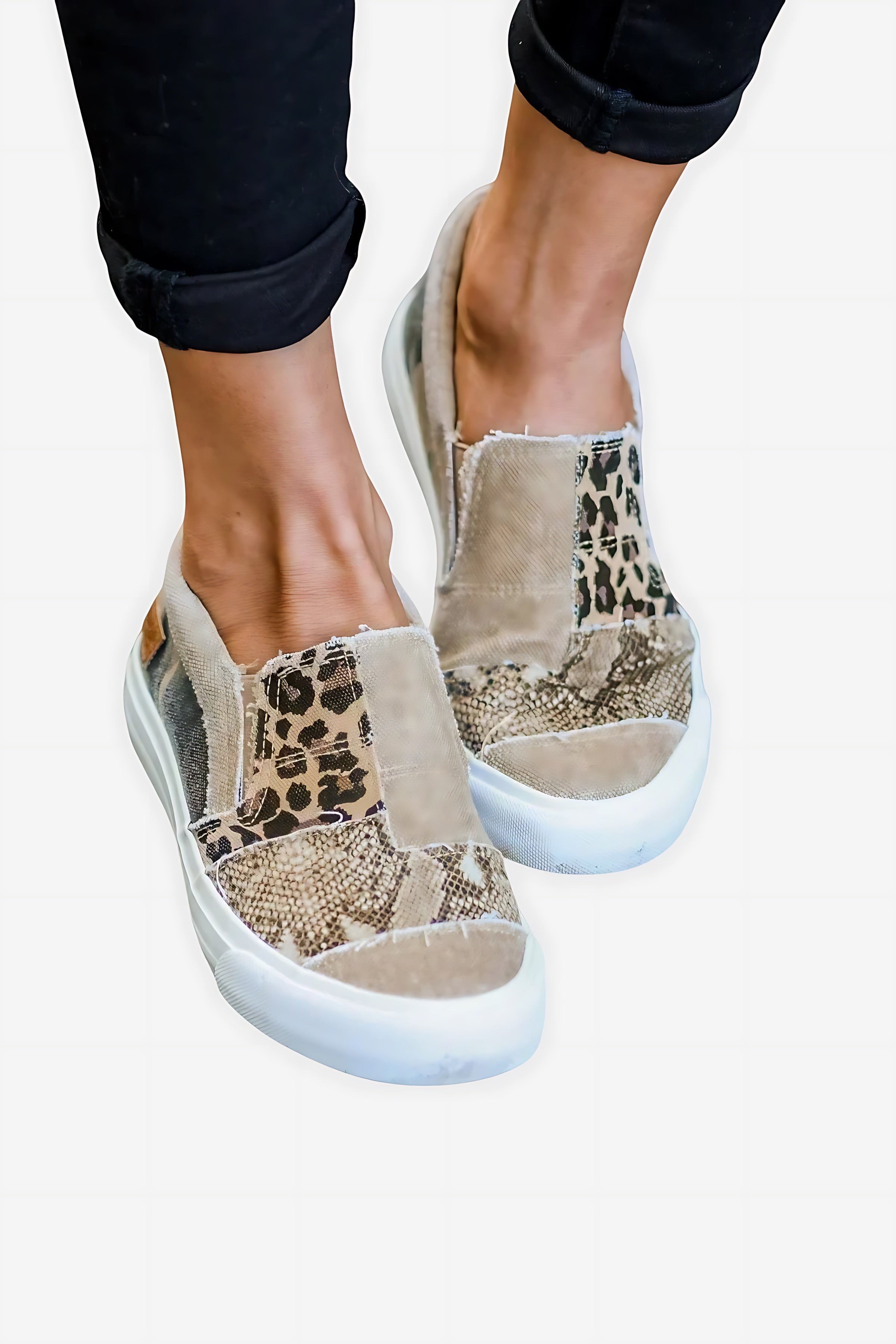 Harriet – Leopard Print Canvas Slip On Sneakers