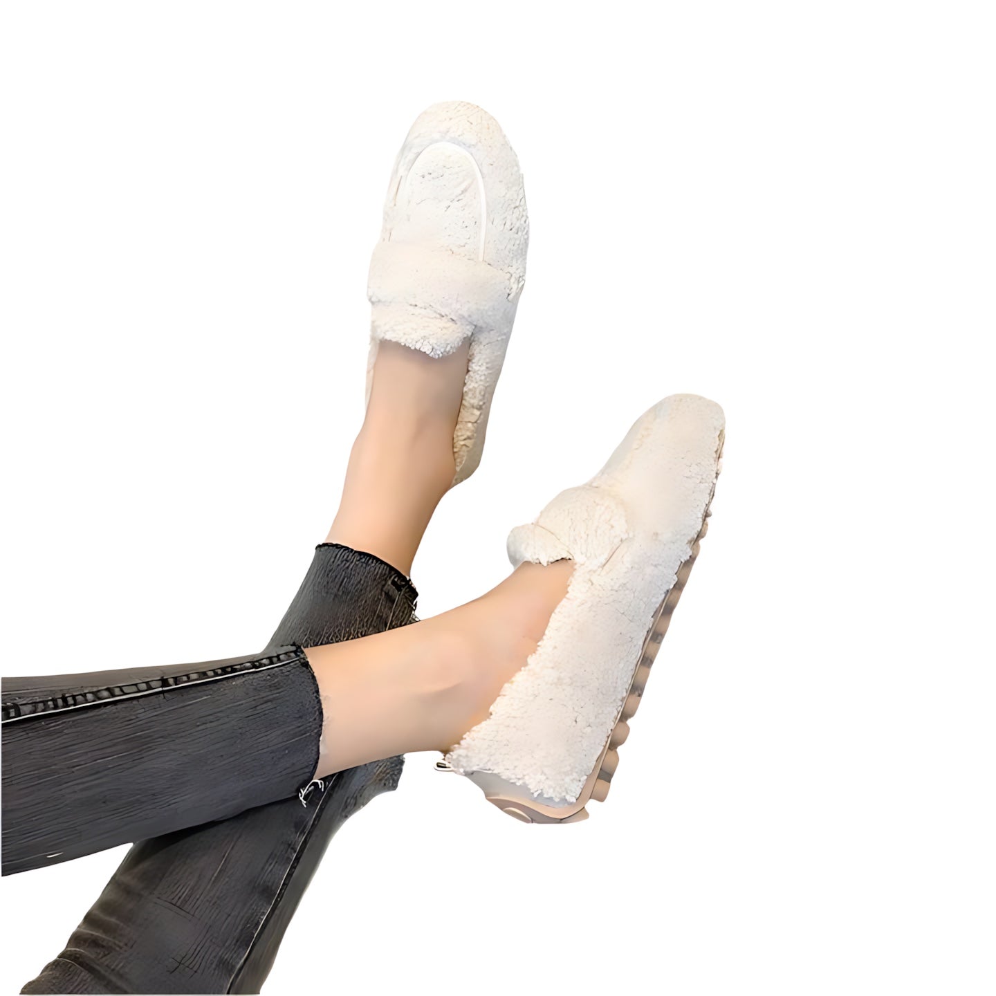 Hazel – Faux Fur Slip On Moccasins