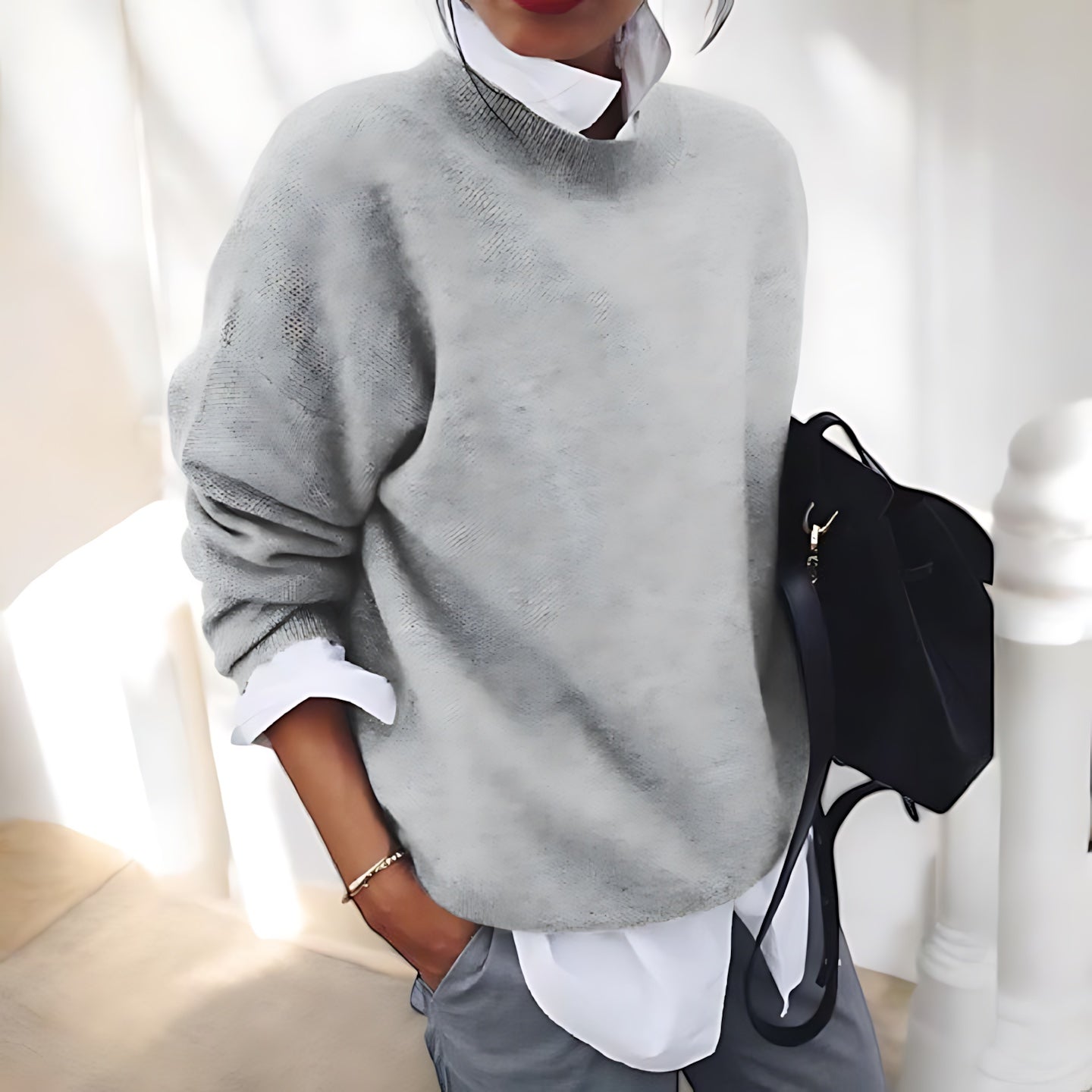 Hazel – Relaxed Crew Neck Knit Sweater