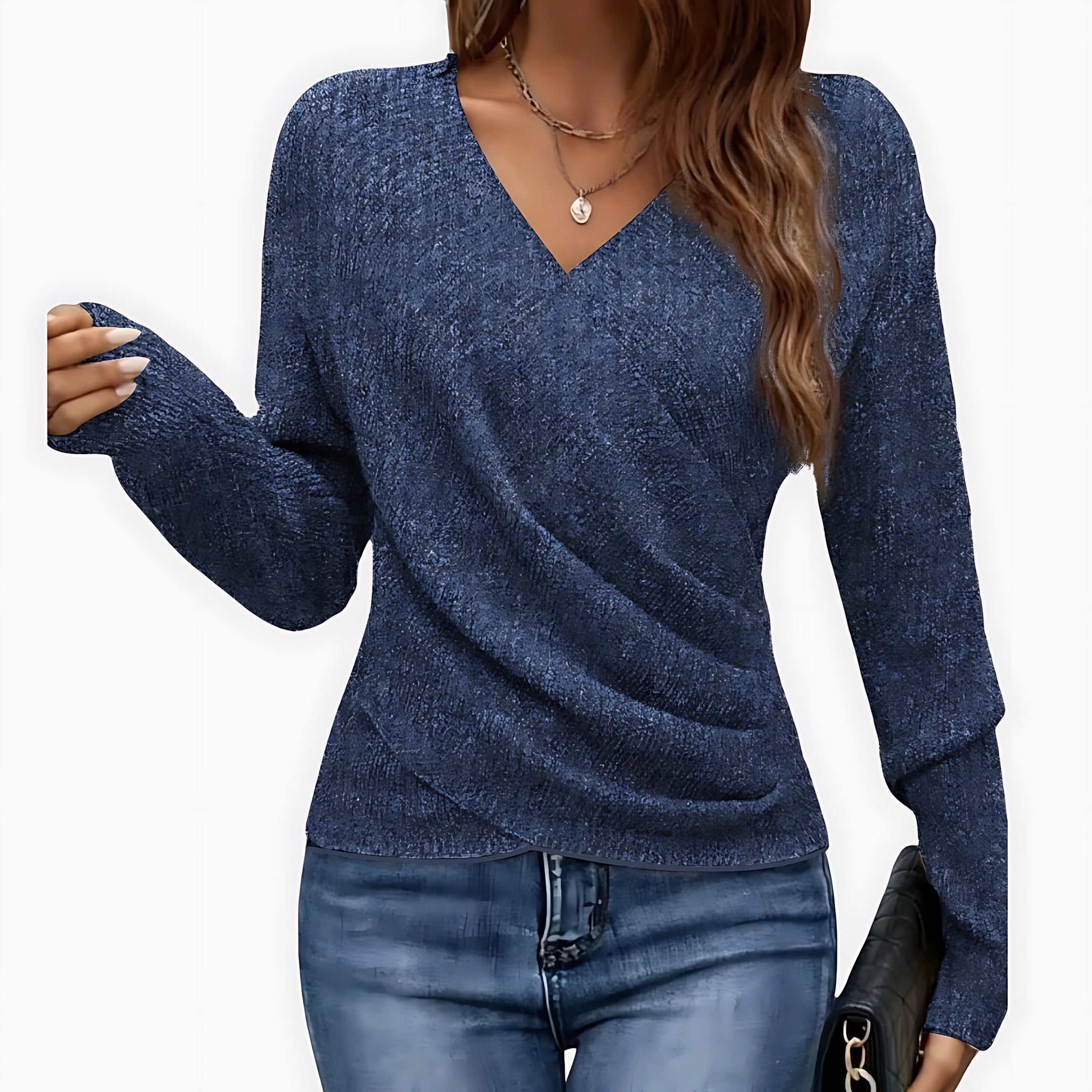 Hazel – V Neck Textured Knit Sweater