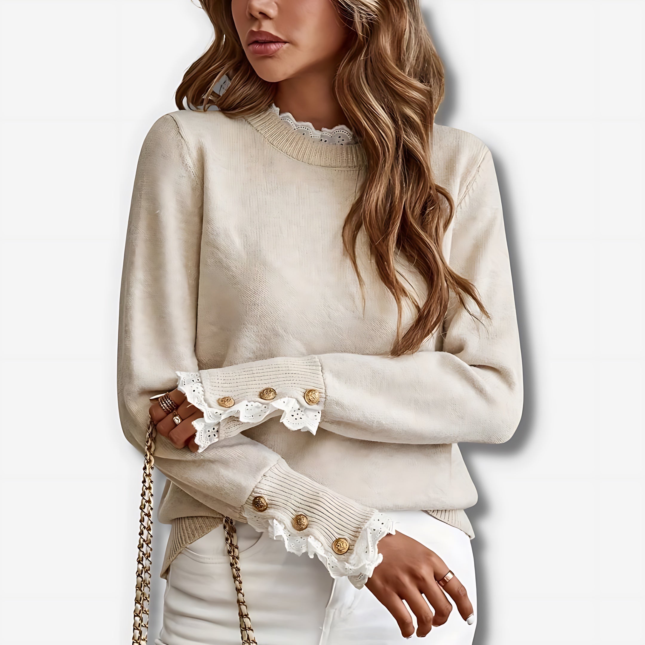 Helena – Crew Neck Long Sleeve Knit Sweater